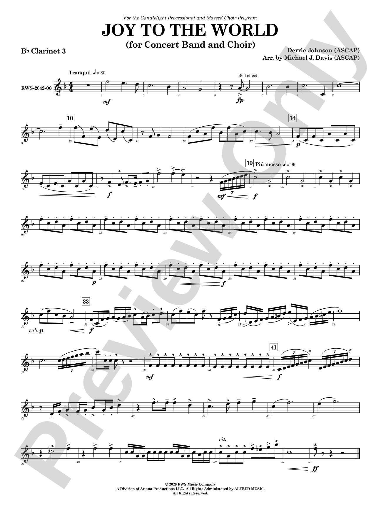 Joy to the World: 3rd B-flat Clarinet