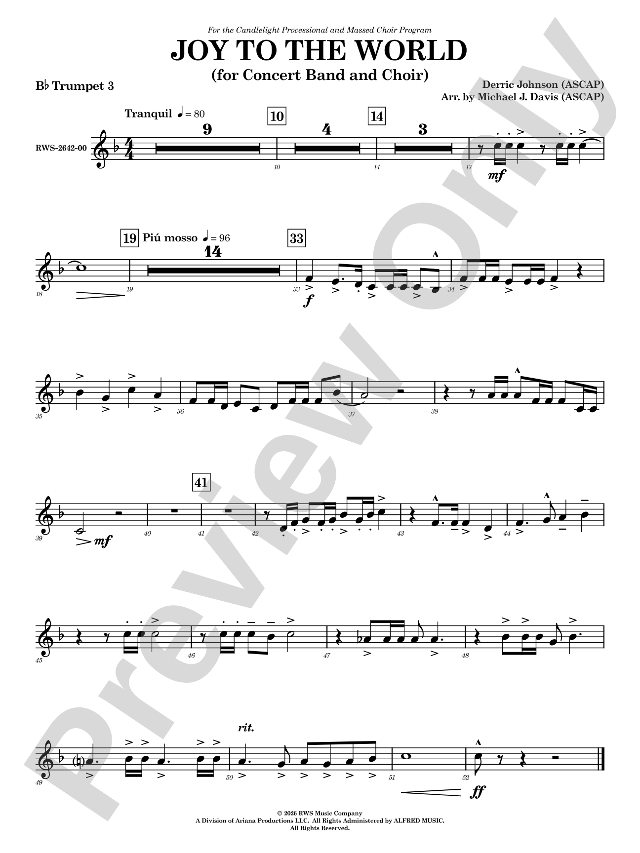 Joy to the World: 3rd B-flat Trumpet