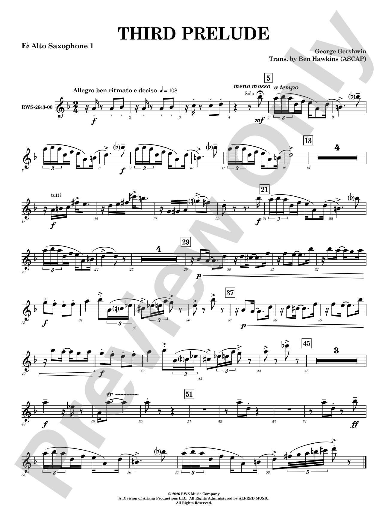 Third Prelude: E-flat Alto Saxophone