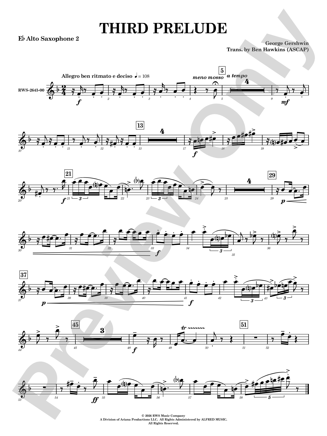 Third Prelude: 2nd E-flat Alto Saxophone