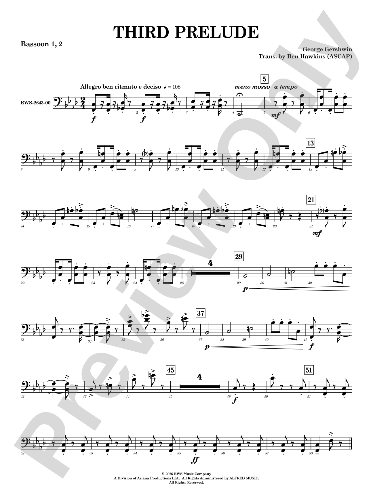 Third Prelude: 1st & 2nd Bassoon