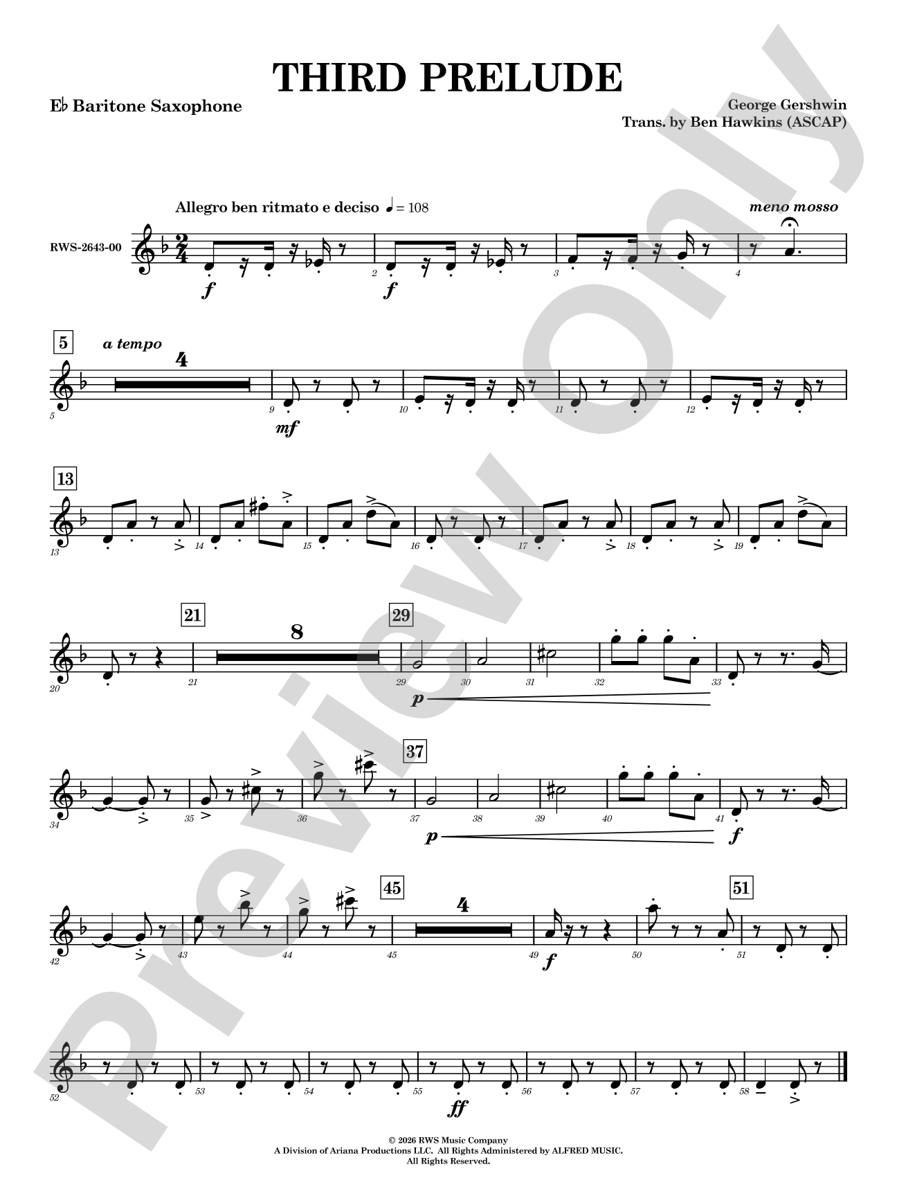 Third Prelude: E-flat Baritone Saxophone