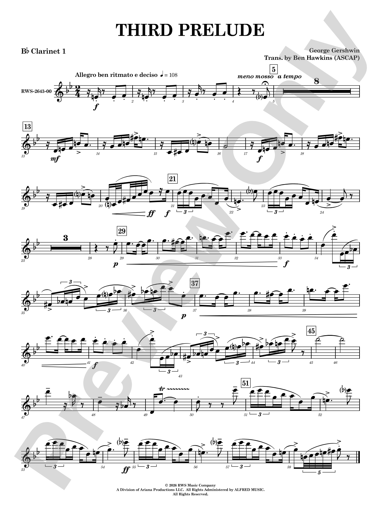 Third Prelude: 1st B-flat Clarinet