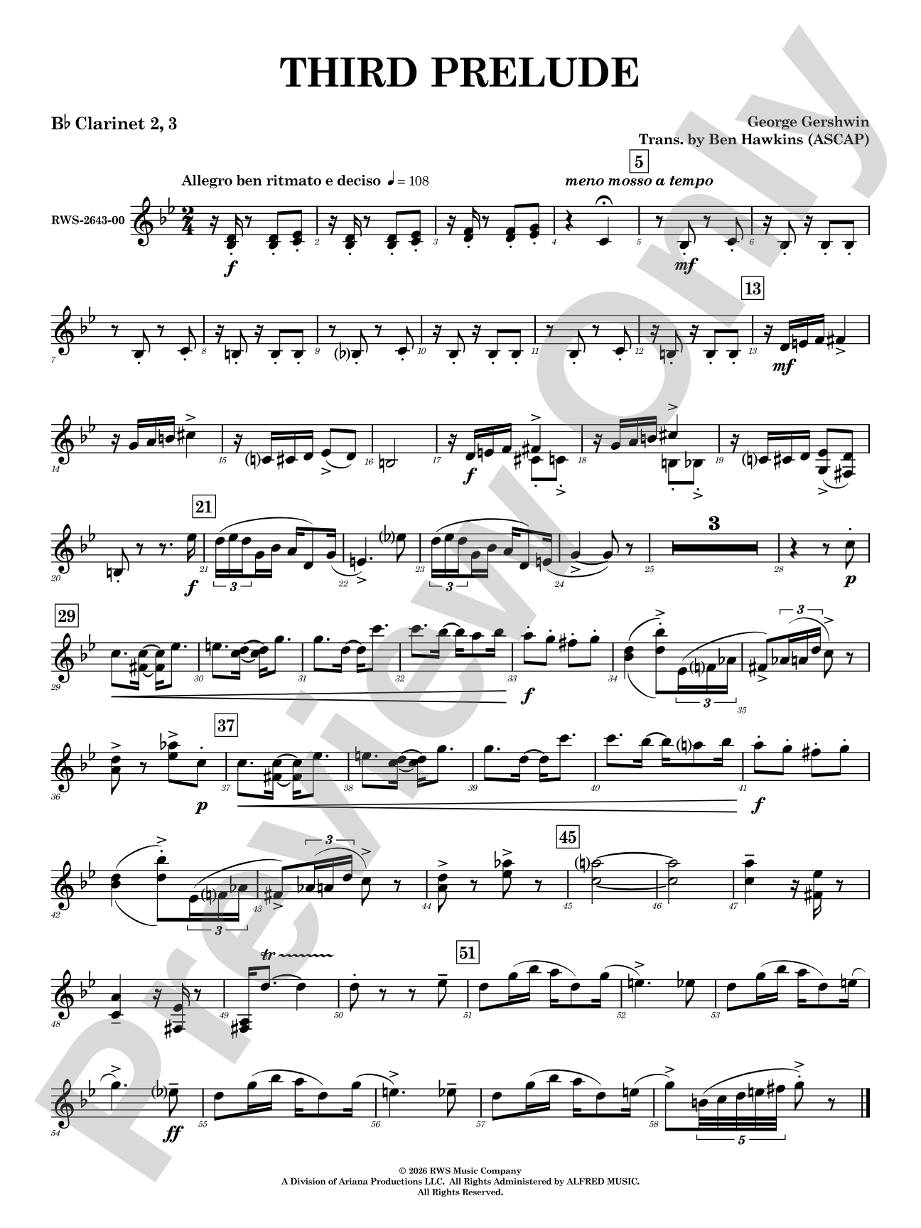Third Prelude: 2nd & 3rd B-flat Clarinets