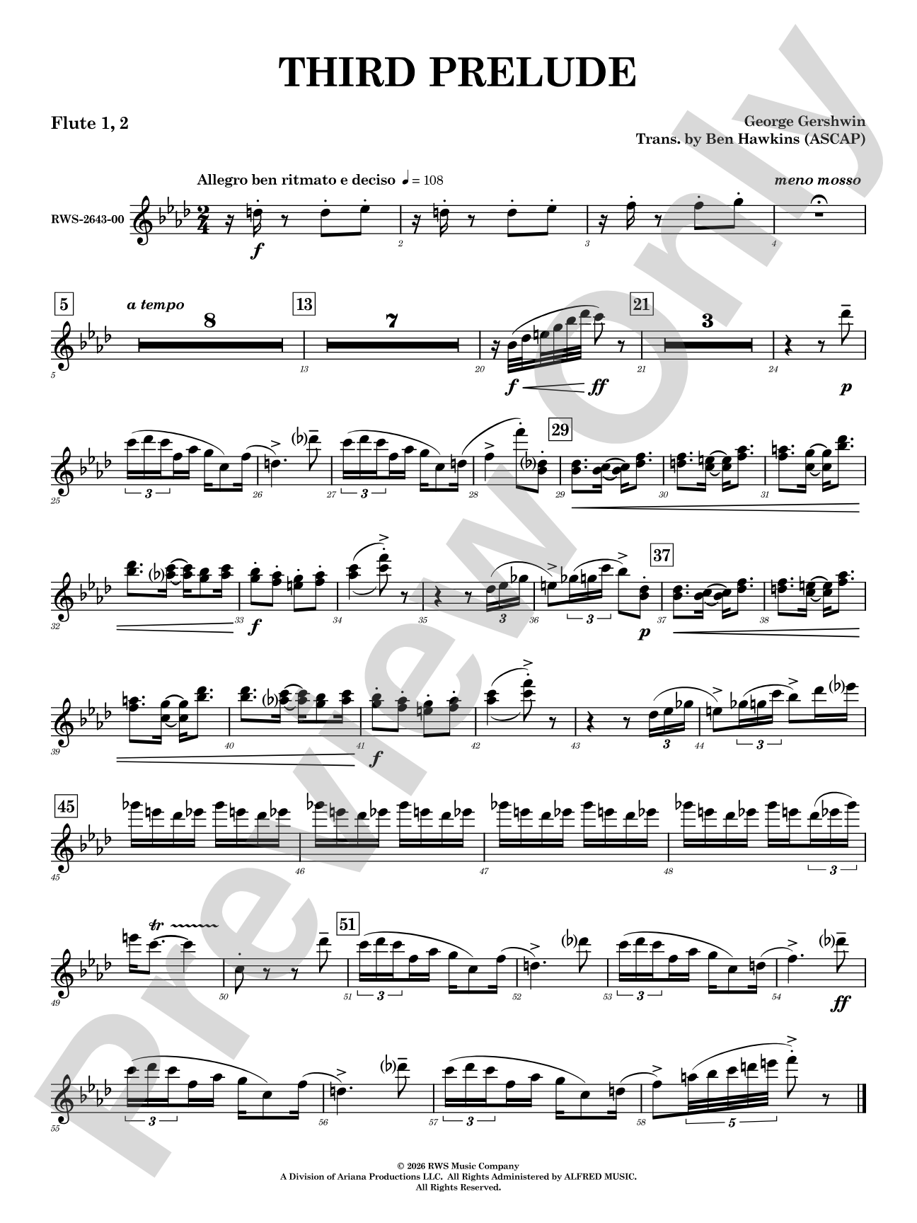 Third Prelude: 1st & 2nd Flute