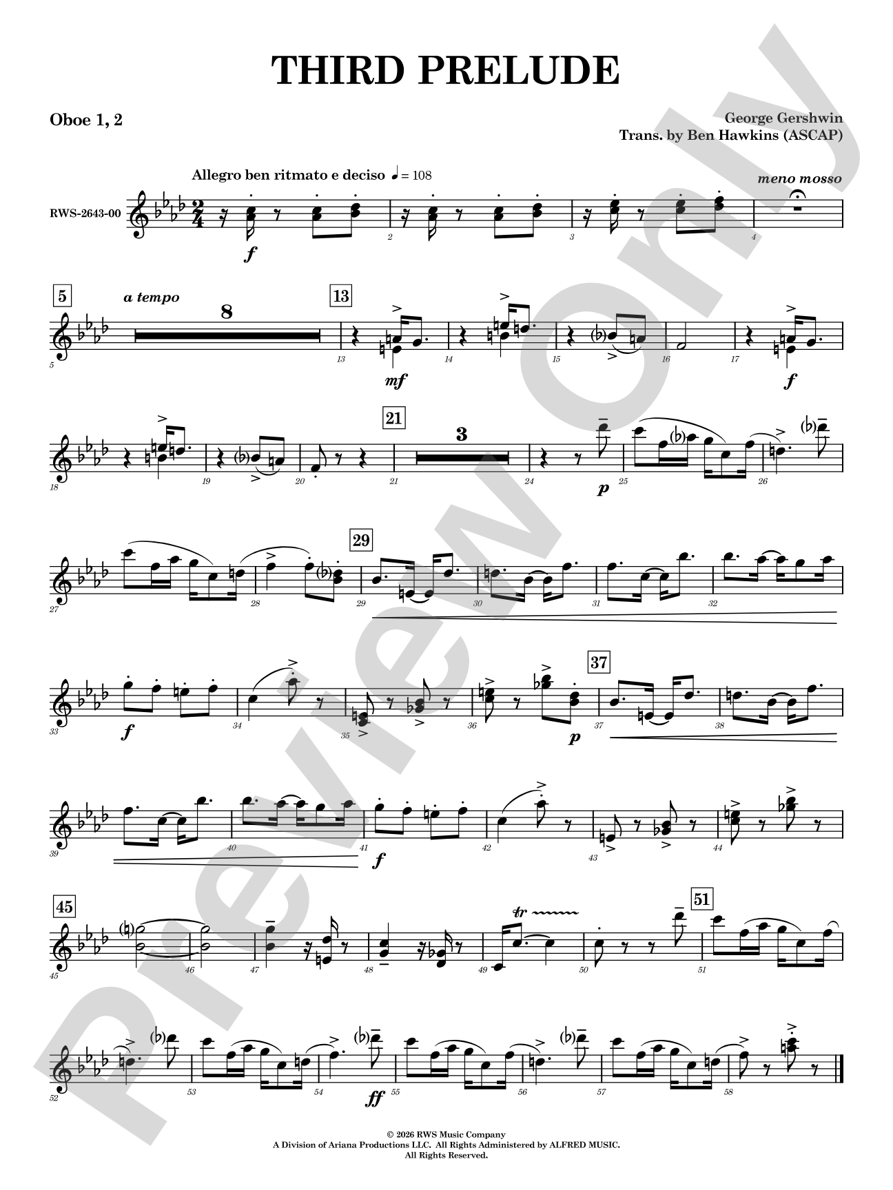 Third Prelude: 1st & 2nd Oboe