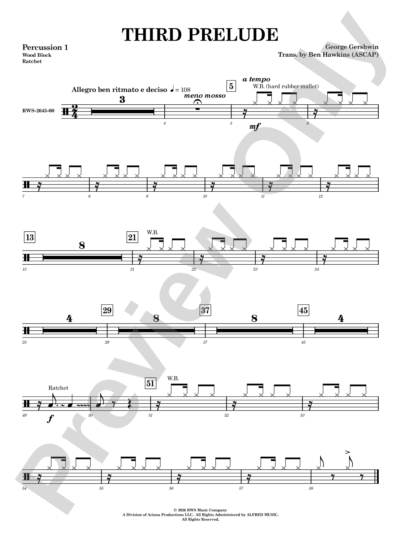 Third Prelude: 1st Percussion