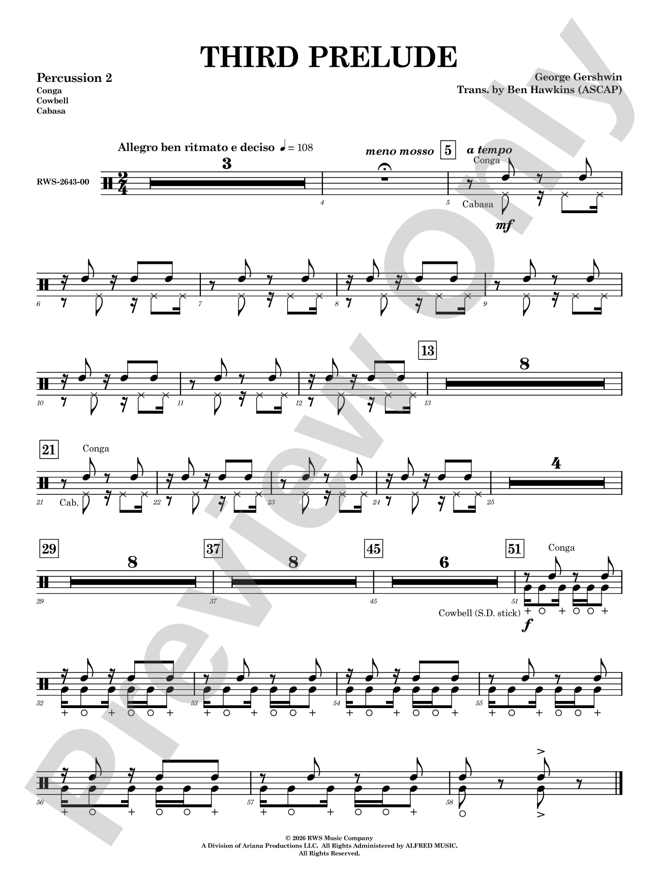 Third Prelude: 2nd Percussion