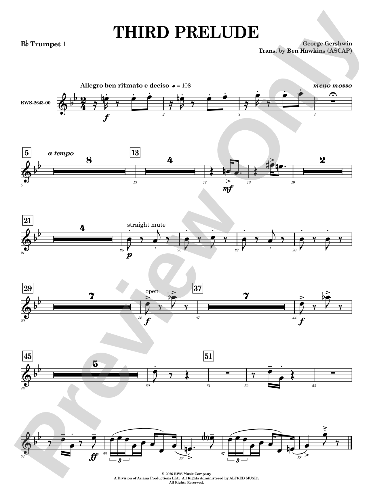 Third Prelude: 1st B-flat Trumpet