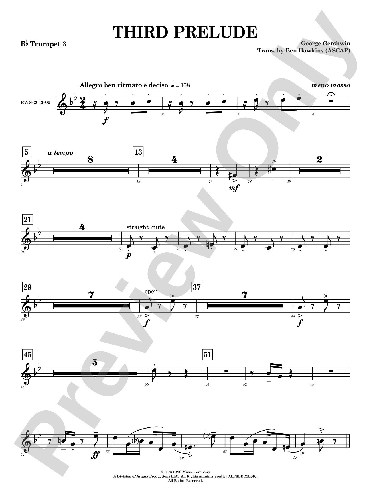 Third Prelude: 3rd B-flat Trumpet