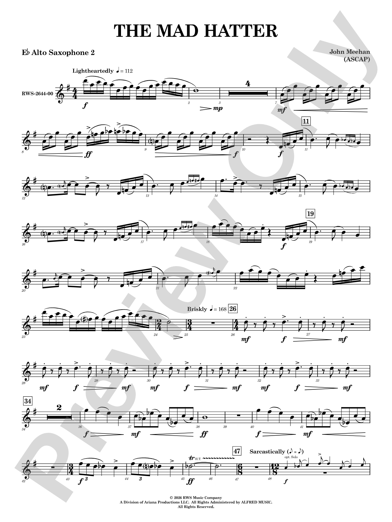 The Mad Hatter: 2nd E-flat Alto Saxophone