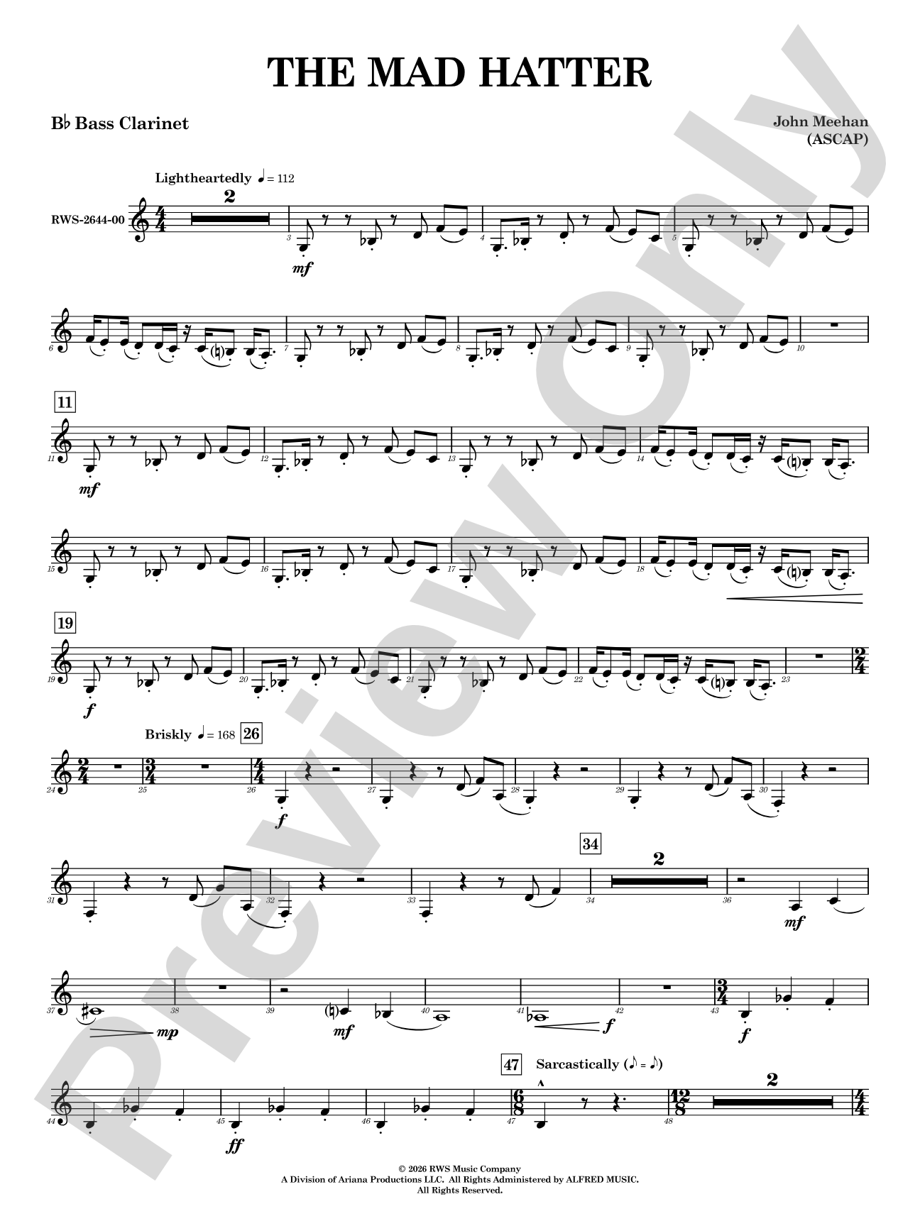 The Mad Hatter: B-flat Bass Clarinet