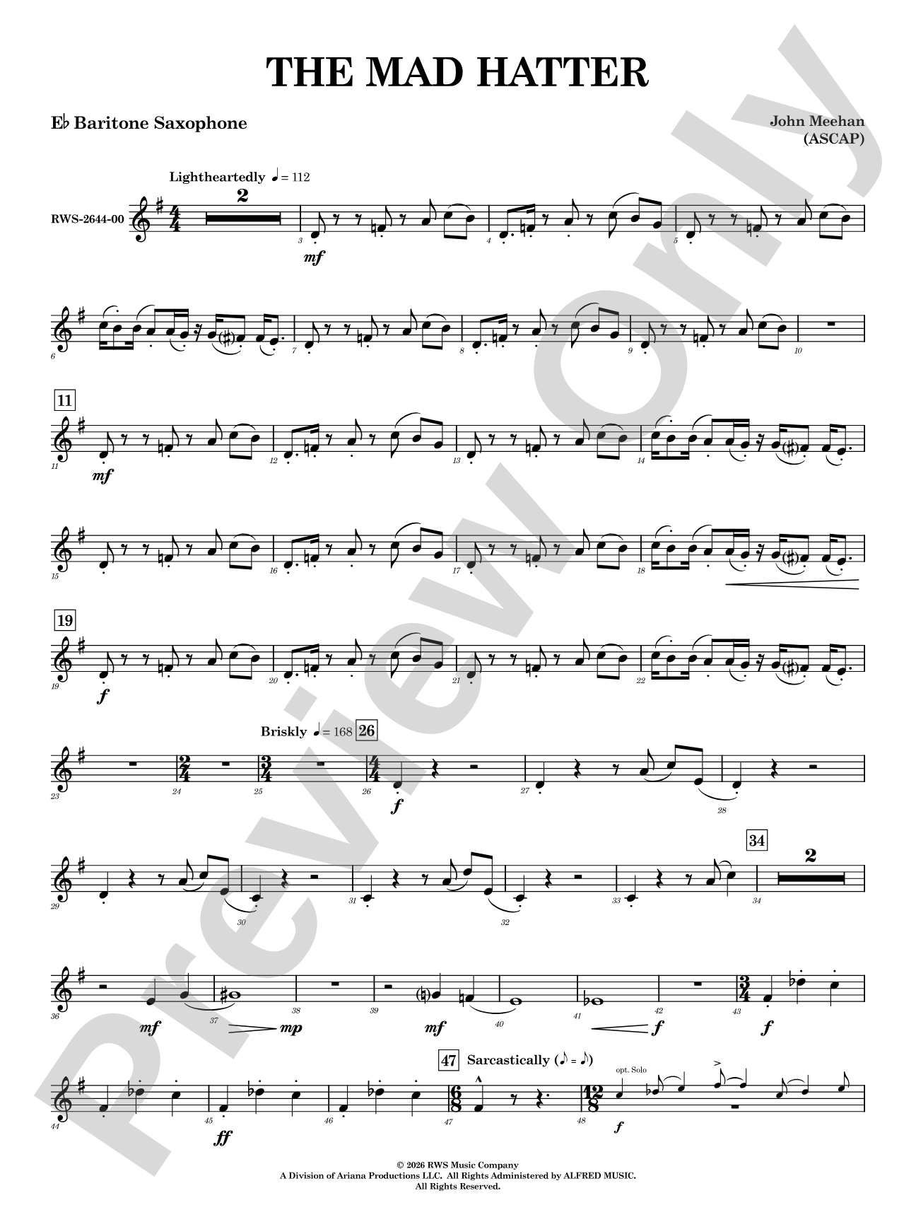 The Mad Hatter: E-flat Baritone Saxophone