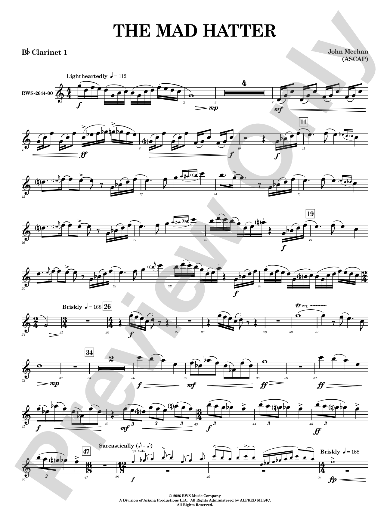 The Mad Hatter: 1st B-flat Clarinet