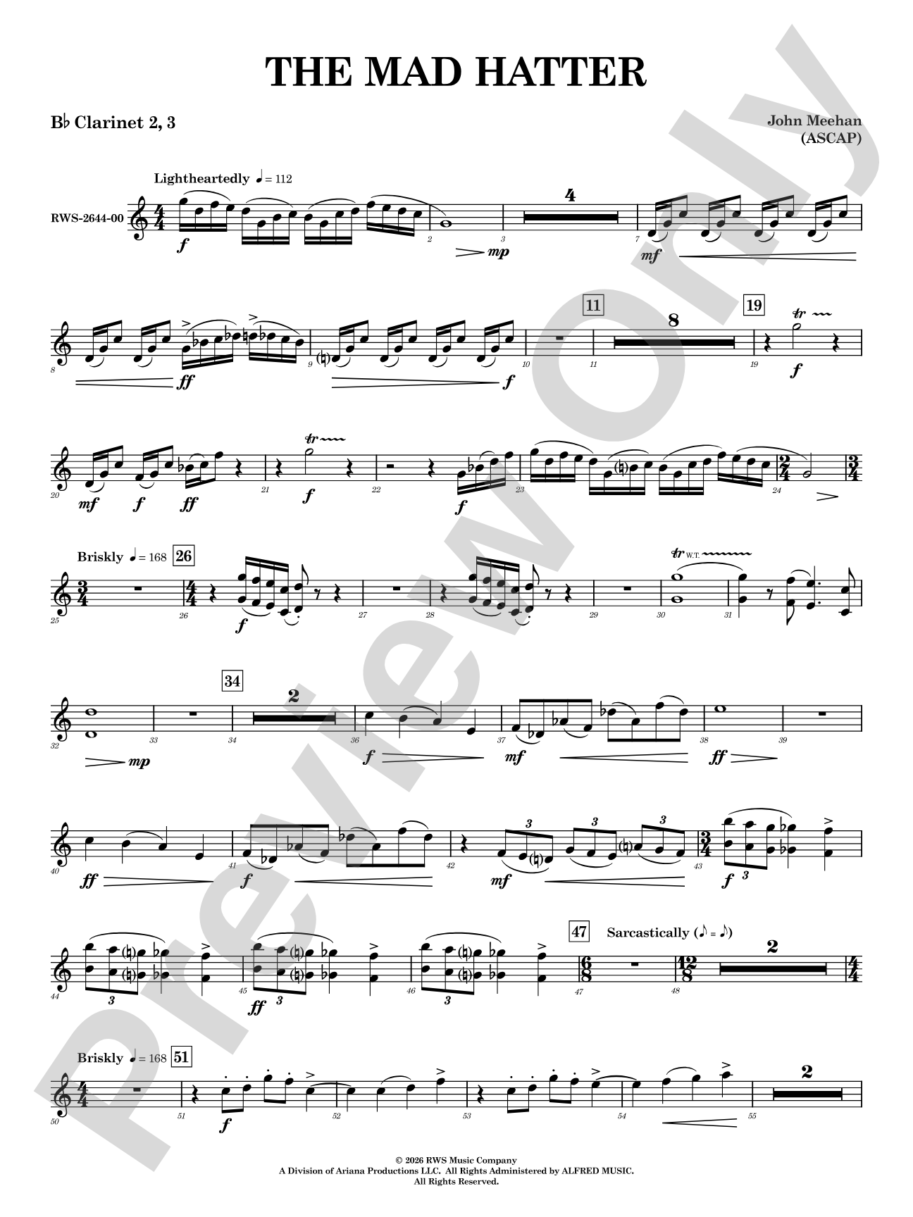 The Mad Hatter: 2nd & 3rd B-flat Clarinets