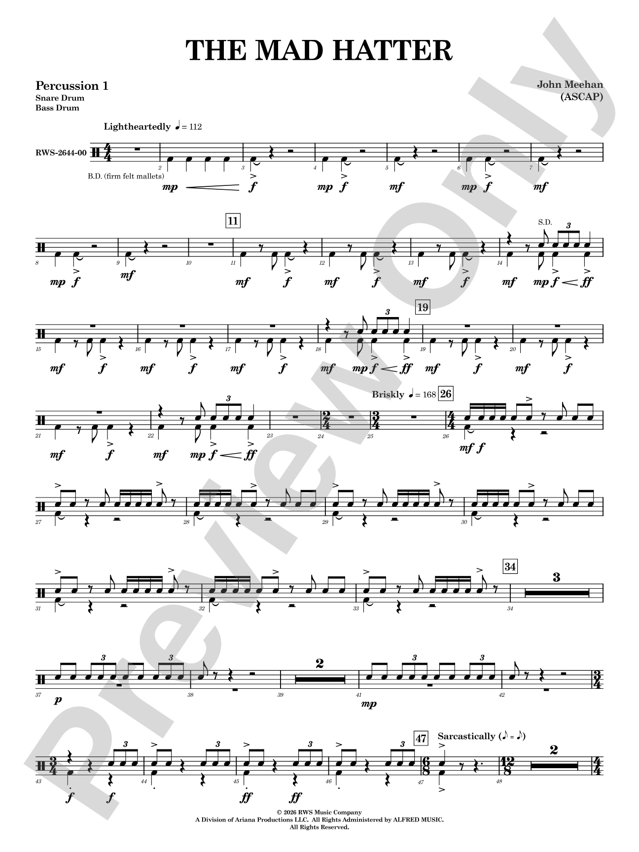 The Mad Hatter: 1st Percussion