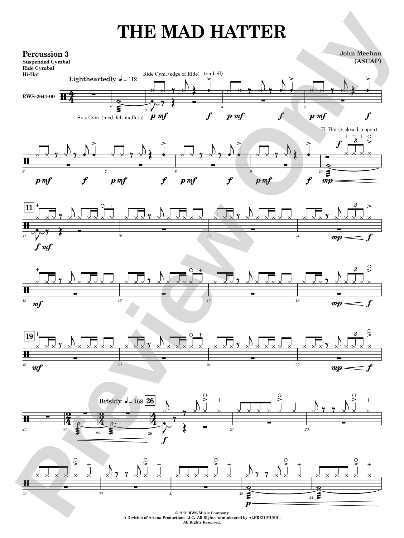 The Mad Hatter: 3rd Percussion