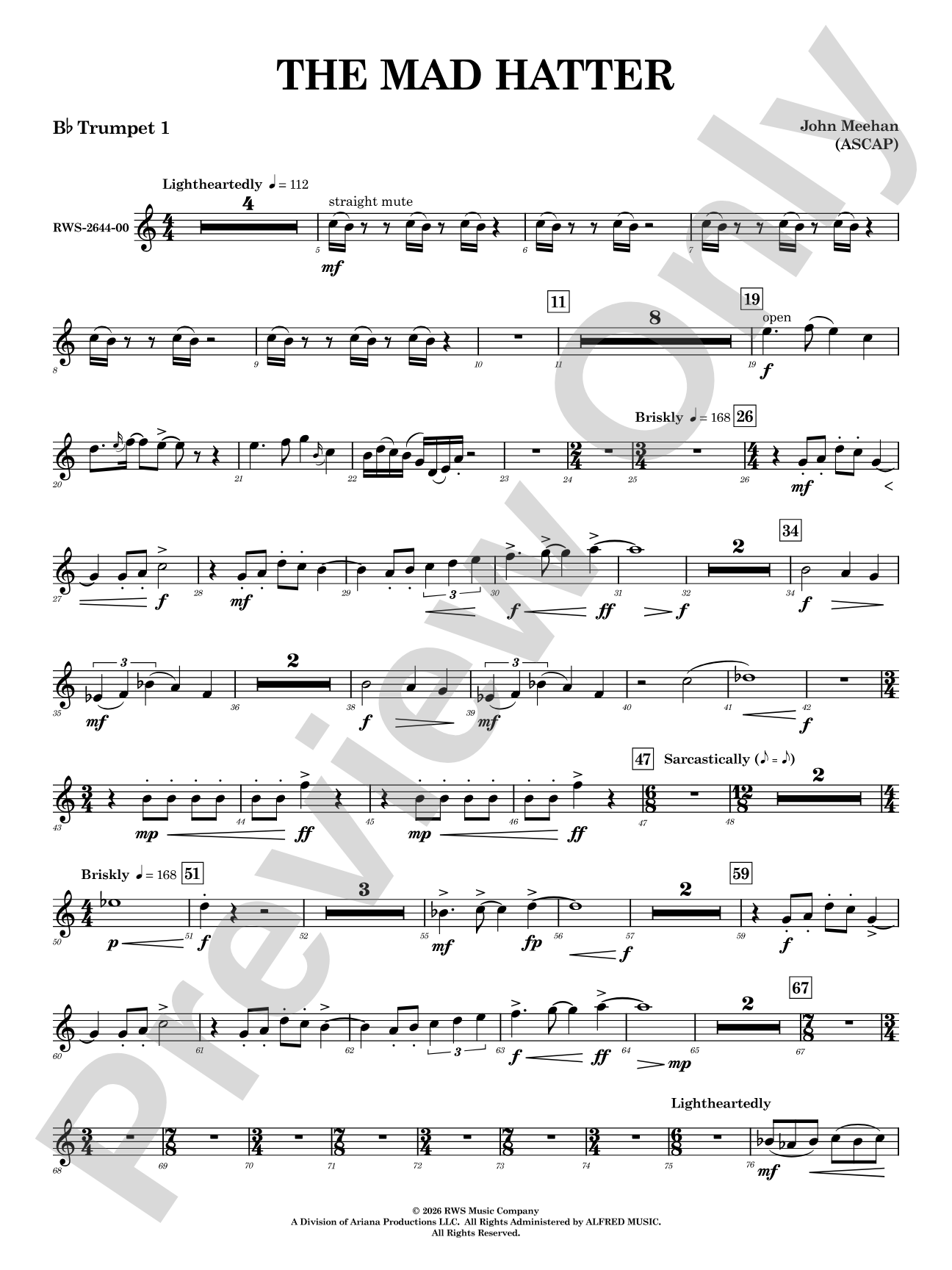 The Mad Hatter: 1st B-flat Trumpet