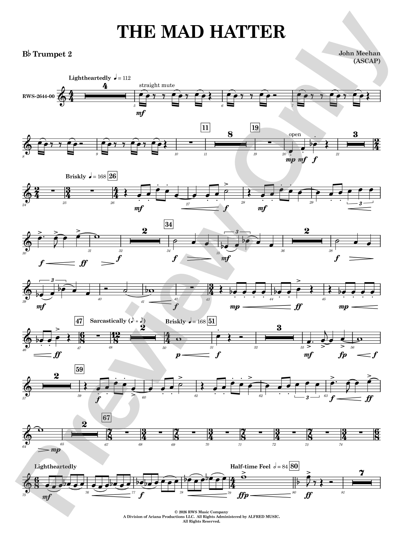 The Mad Hatter: 2nd B-flat Trumpet