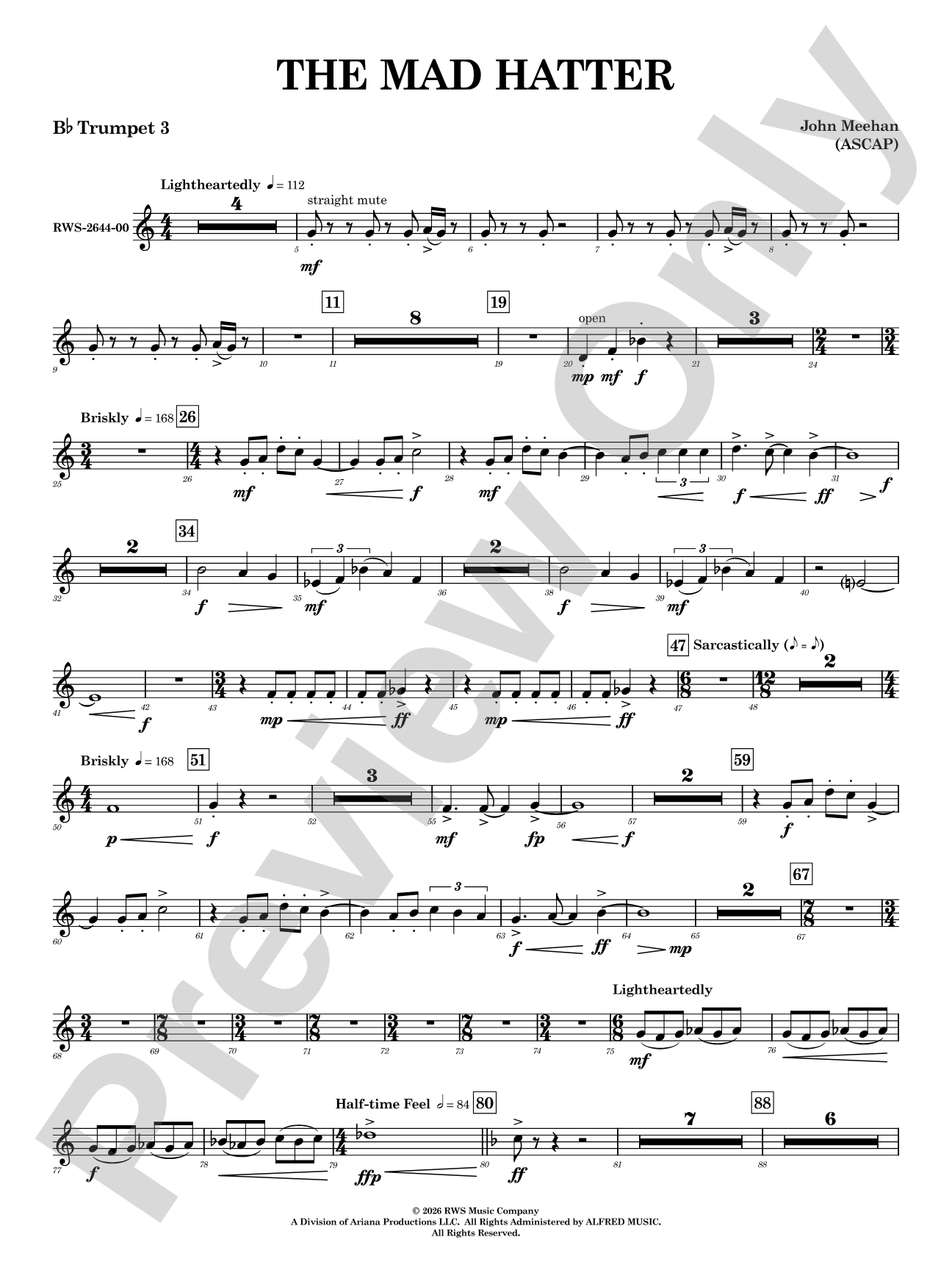The Mad Hatter: 3rd B-flat Trumpet