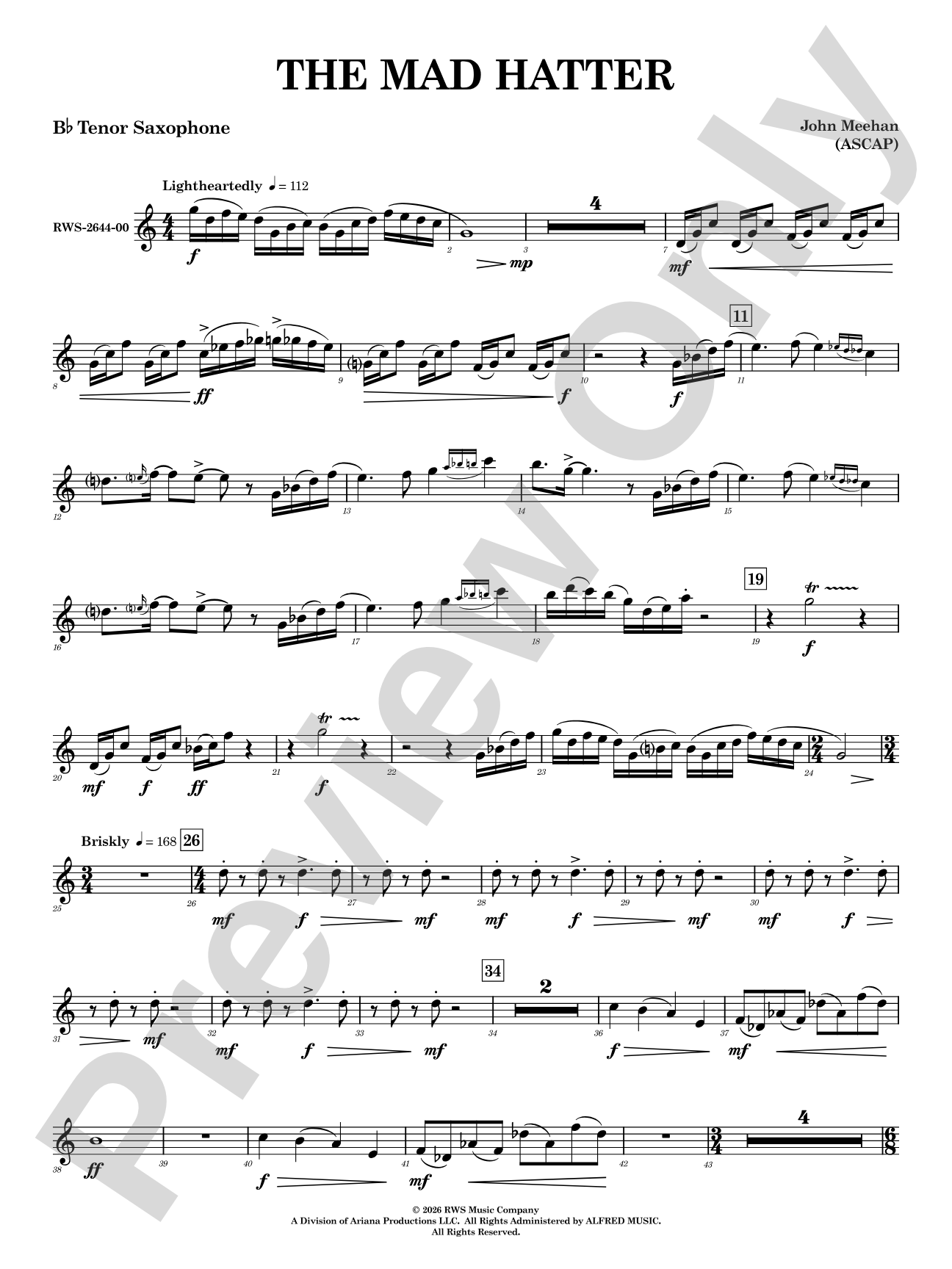 The Mad Hatter: B-flat Tenor Saxophone