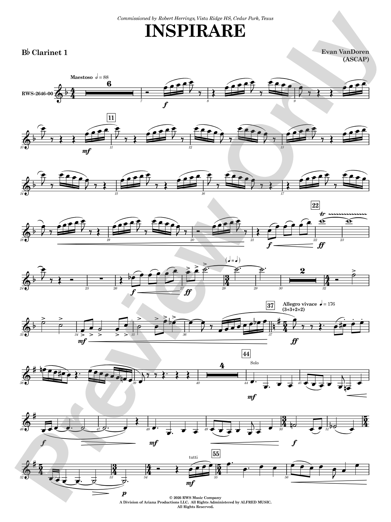 Inspirare: 1st B-flat Clarinet