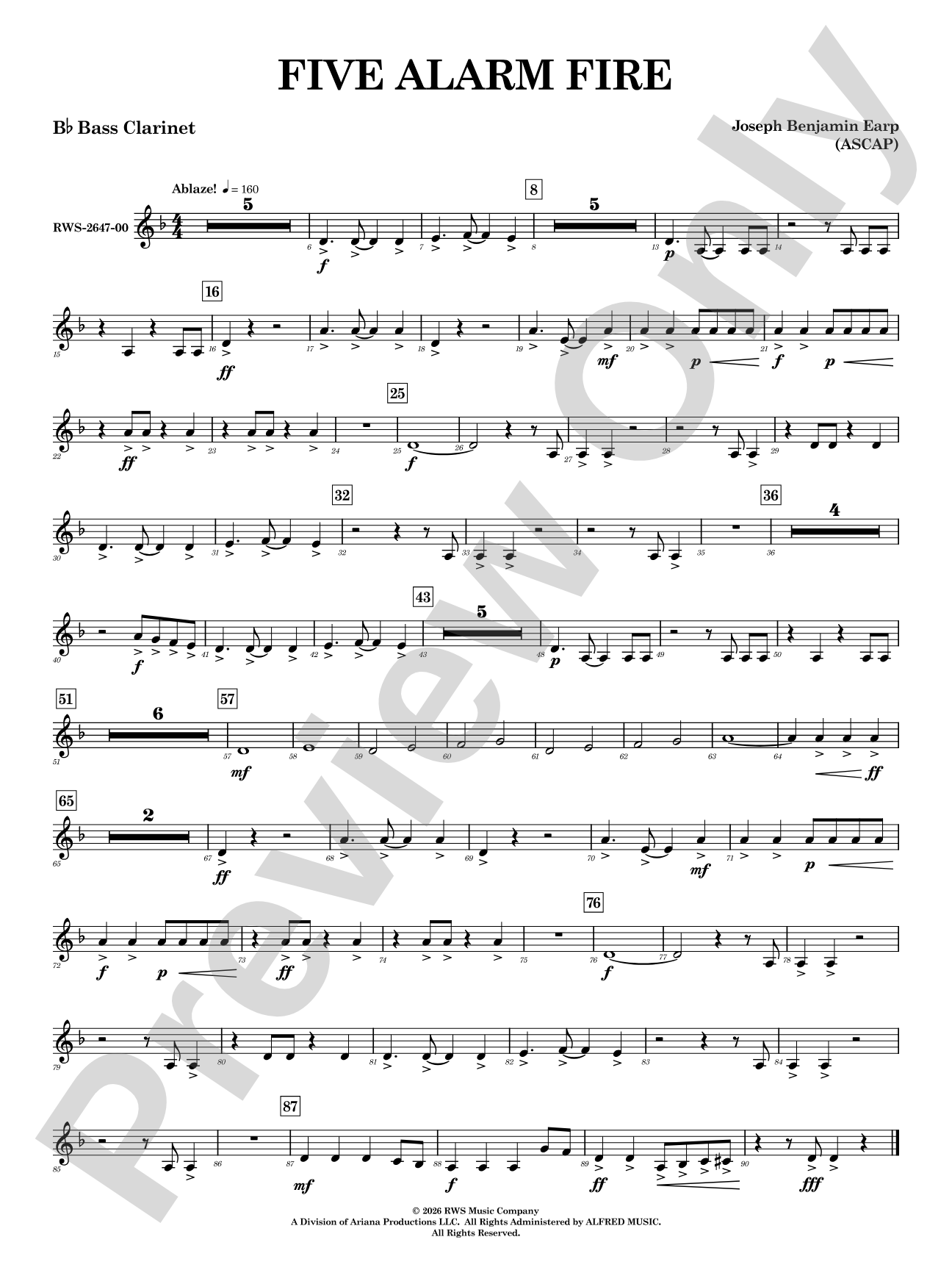 Five Alarm Fire: B-flat Bass Clarinet