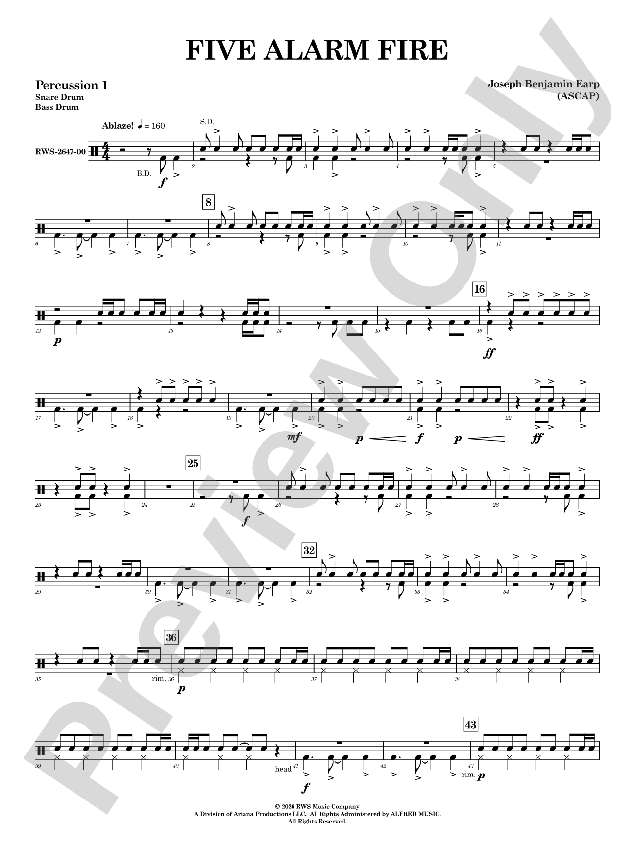 Five Alarm Fire: 1st Percussion