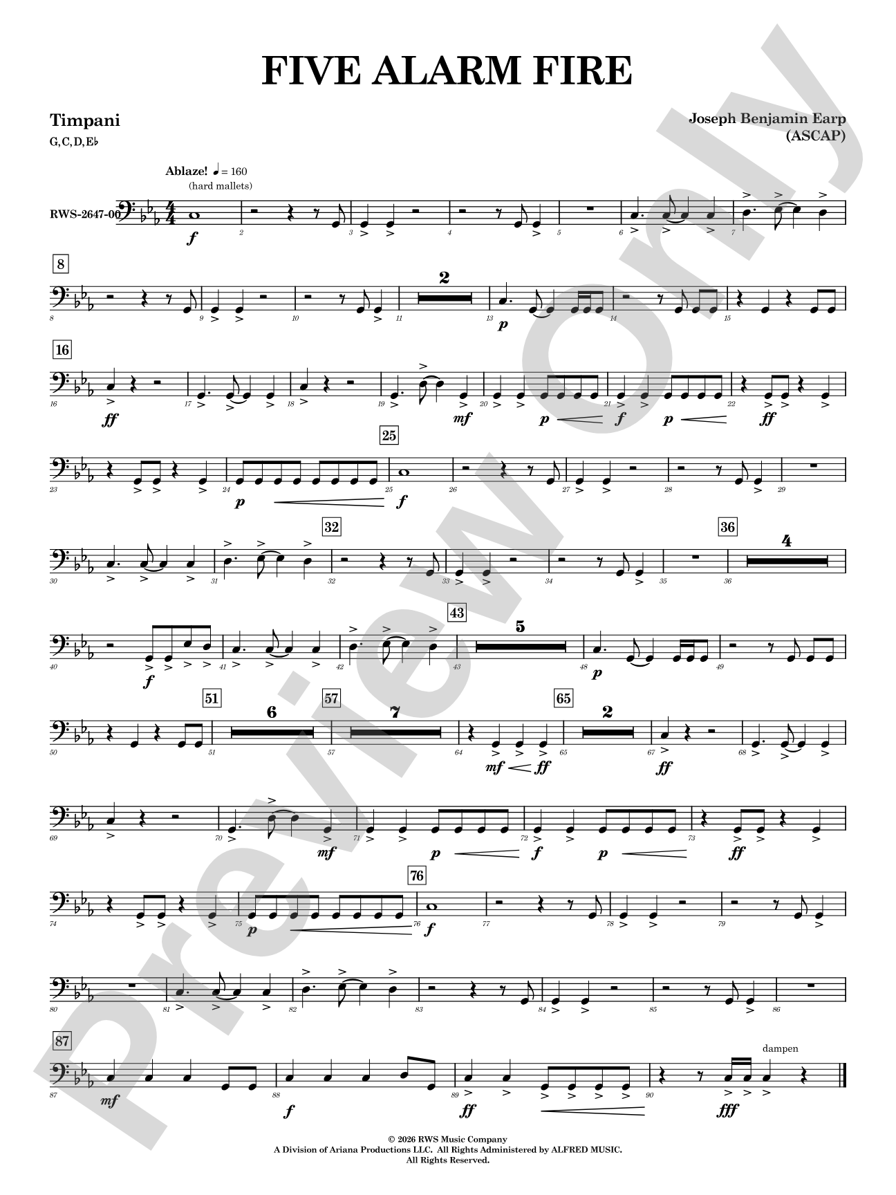 Five Alarm Fire: Timpani