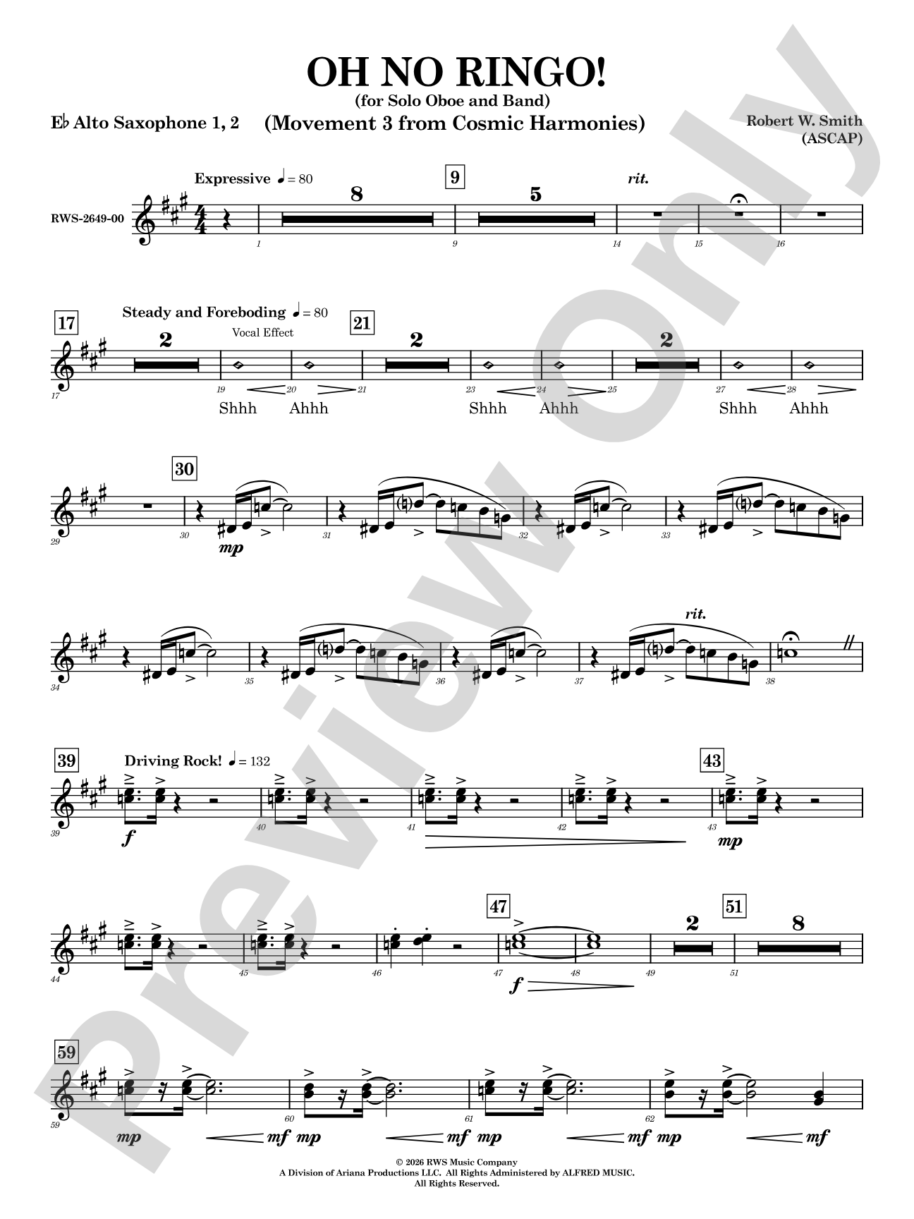 Oh No Ringo!: 1st & 2nd E-flat Alto Saxophone