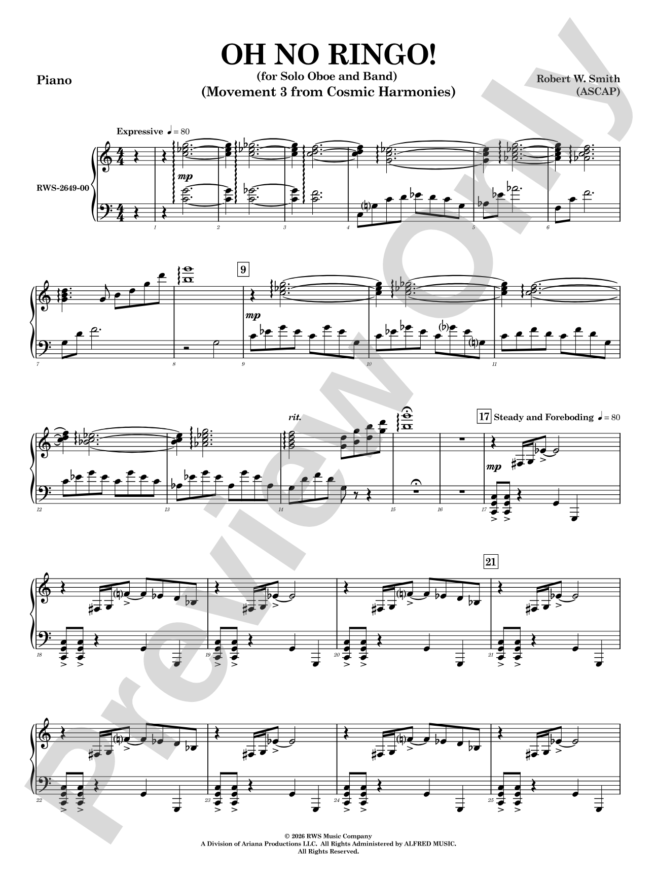 Oh No Ringo!: Piano Accompaniment