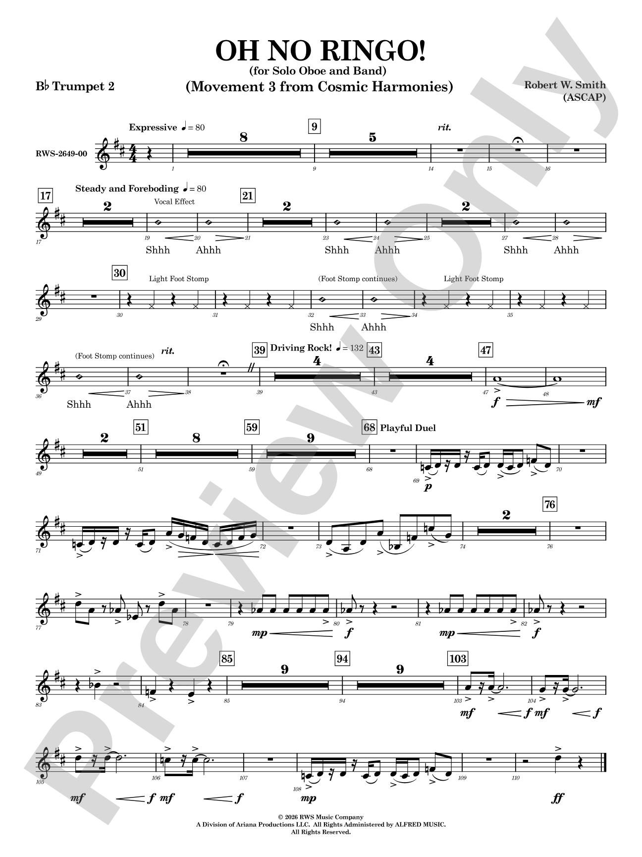 Oh No Ringo!: 2nd B-flat Trumpet