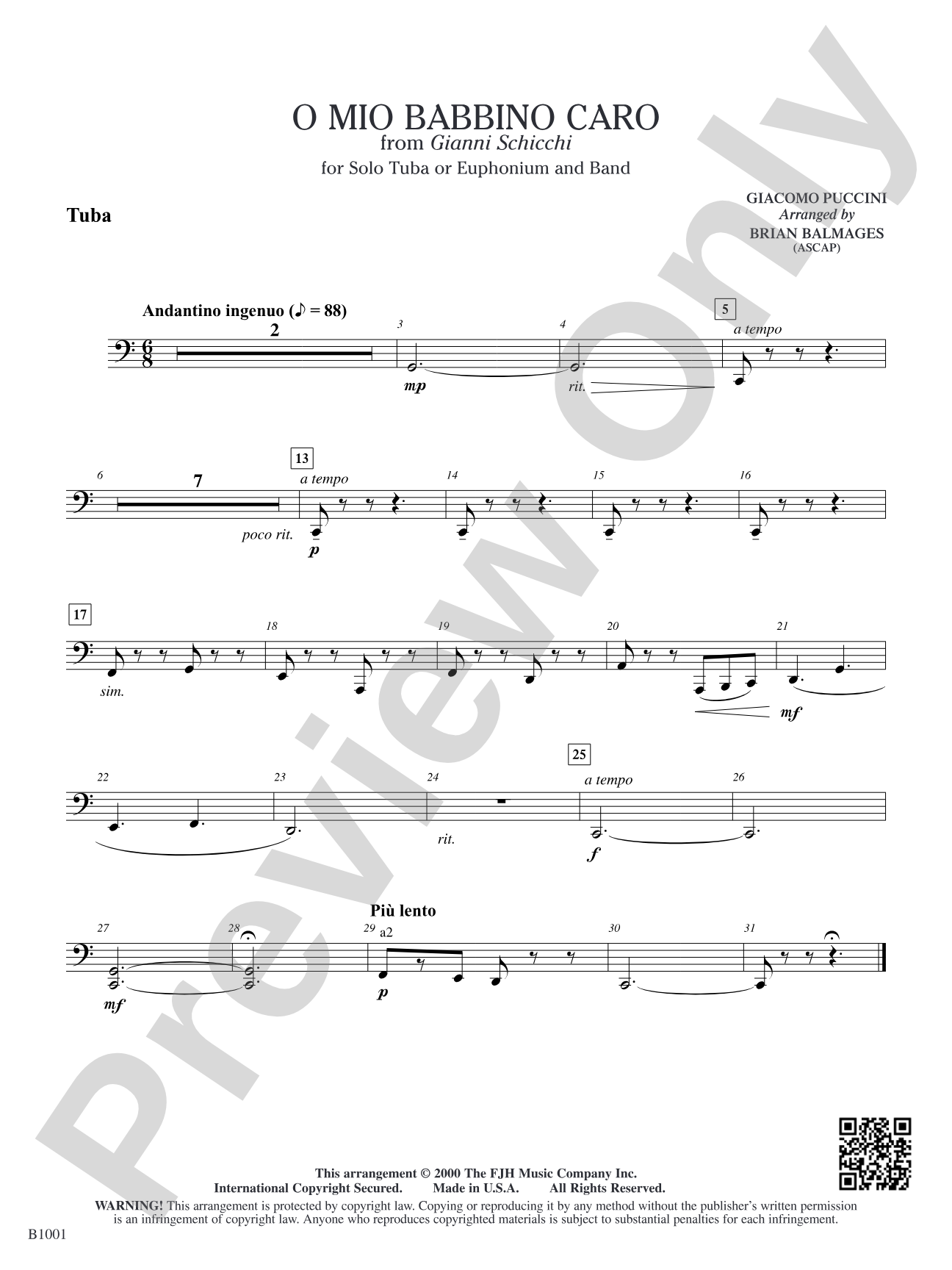 O Mio Babbino Caro (from Puccini's <i>Gianni Schicchi</i>): Tuba