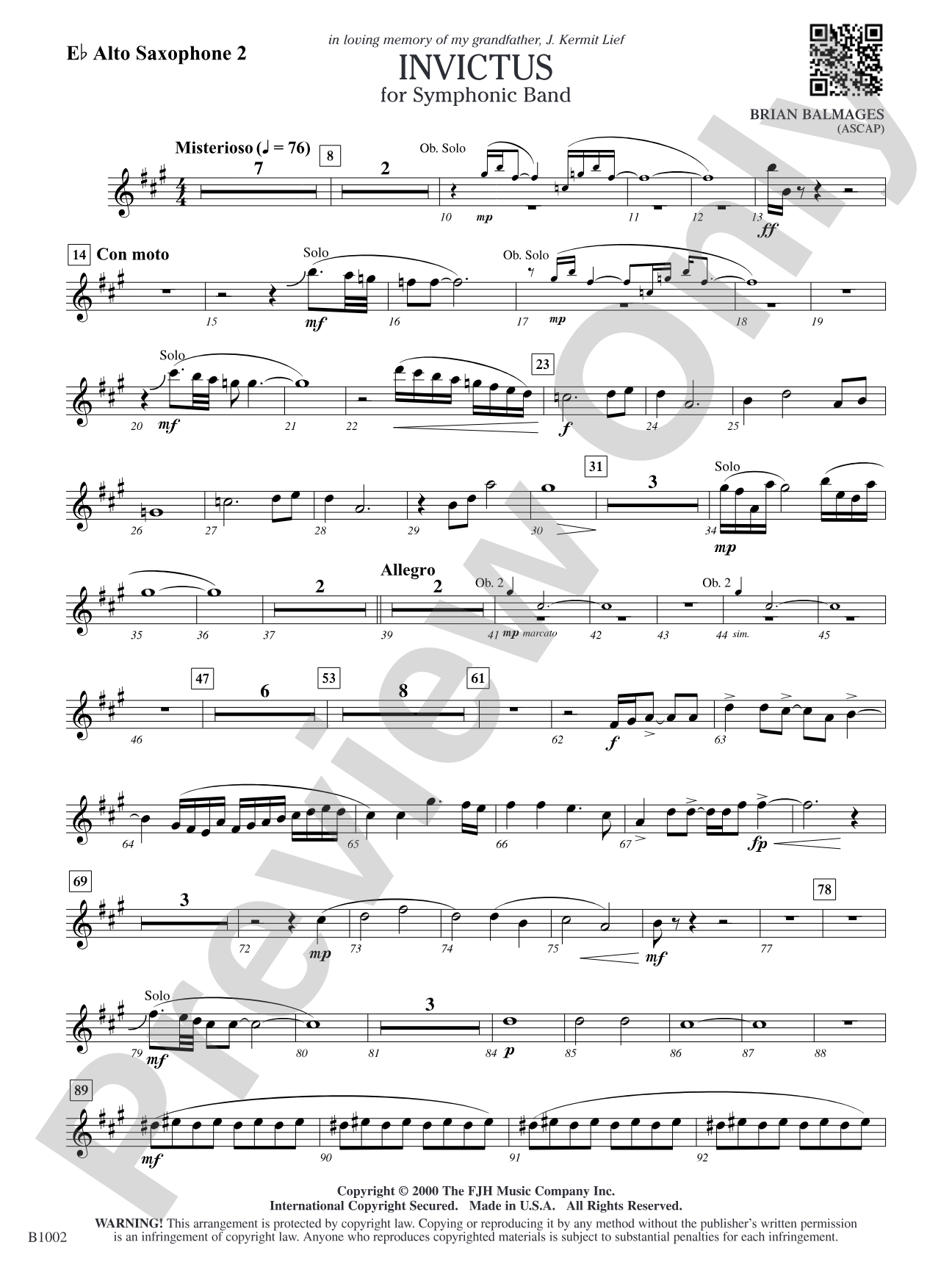 Invictus: E-flat Alto Saxophone 2