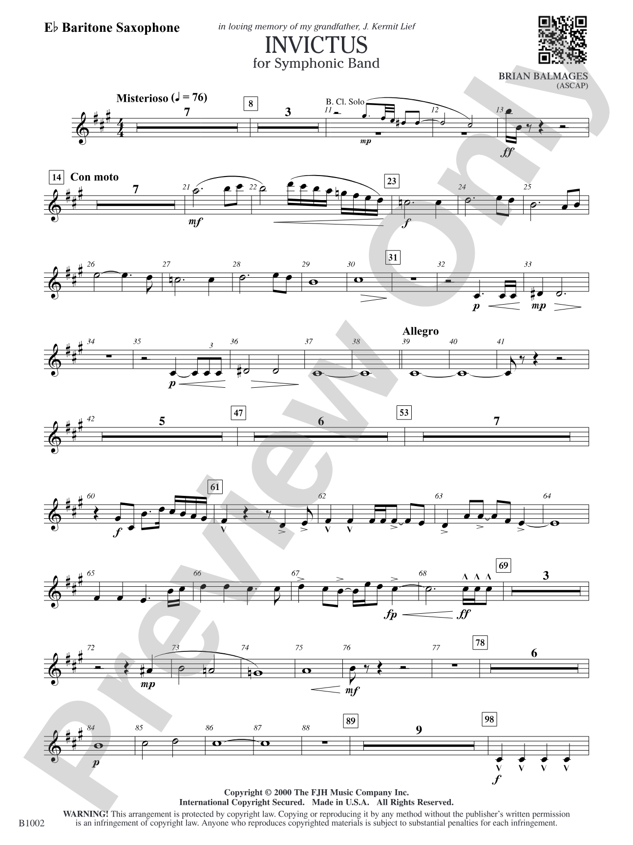 Invictus: E-flat Baritone Saxophone