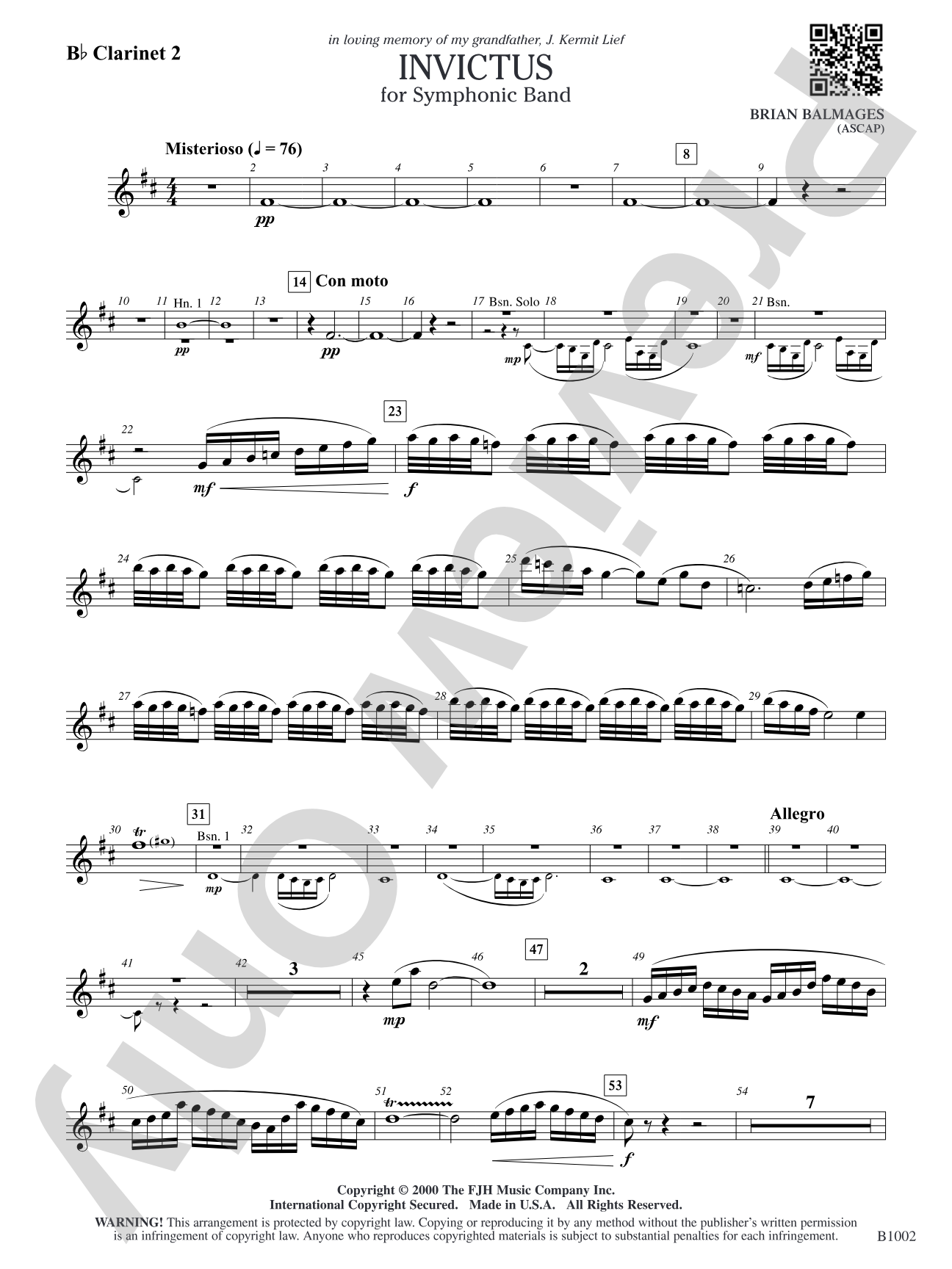 Invictus: B-flat Clarinet 2