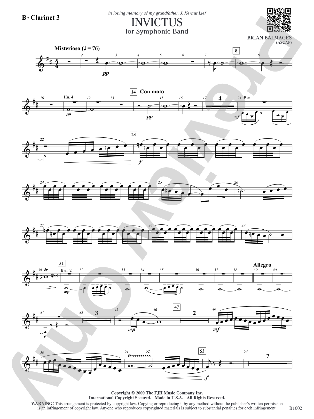 Invictus: B-flat Clarinet 3