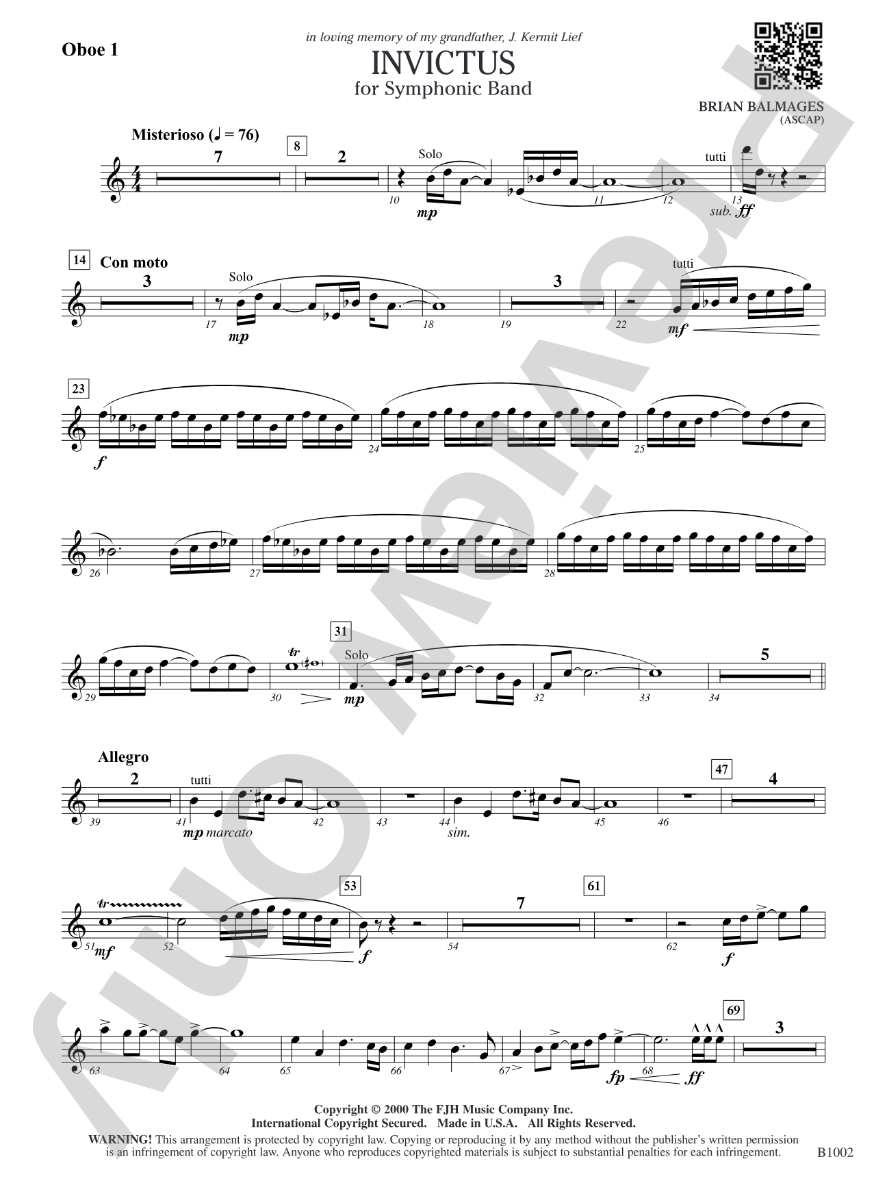 Invictus: Oboe 1