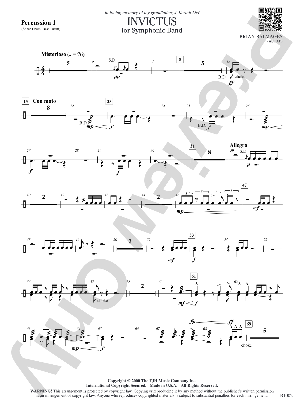 Invictus: Percussion 1