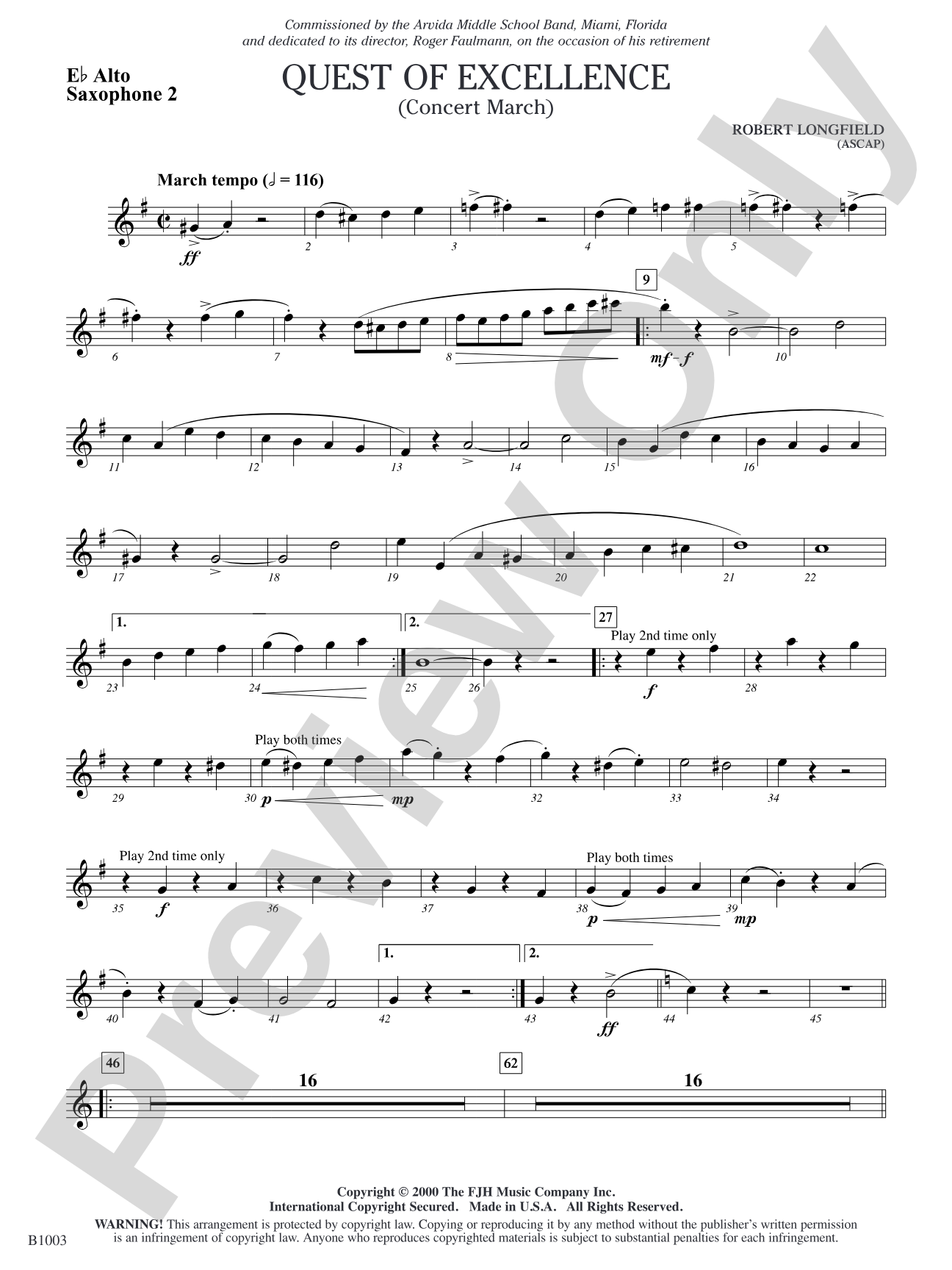 In Quest of Excellence: E-flat Alto Saxophone 2