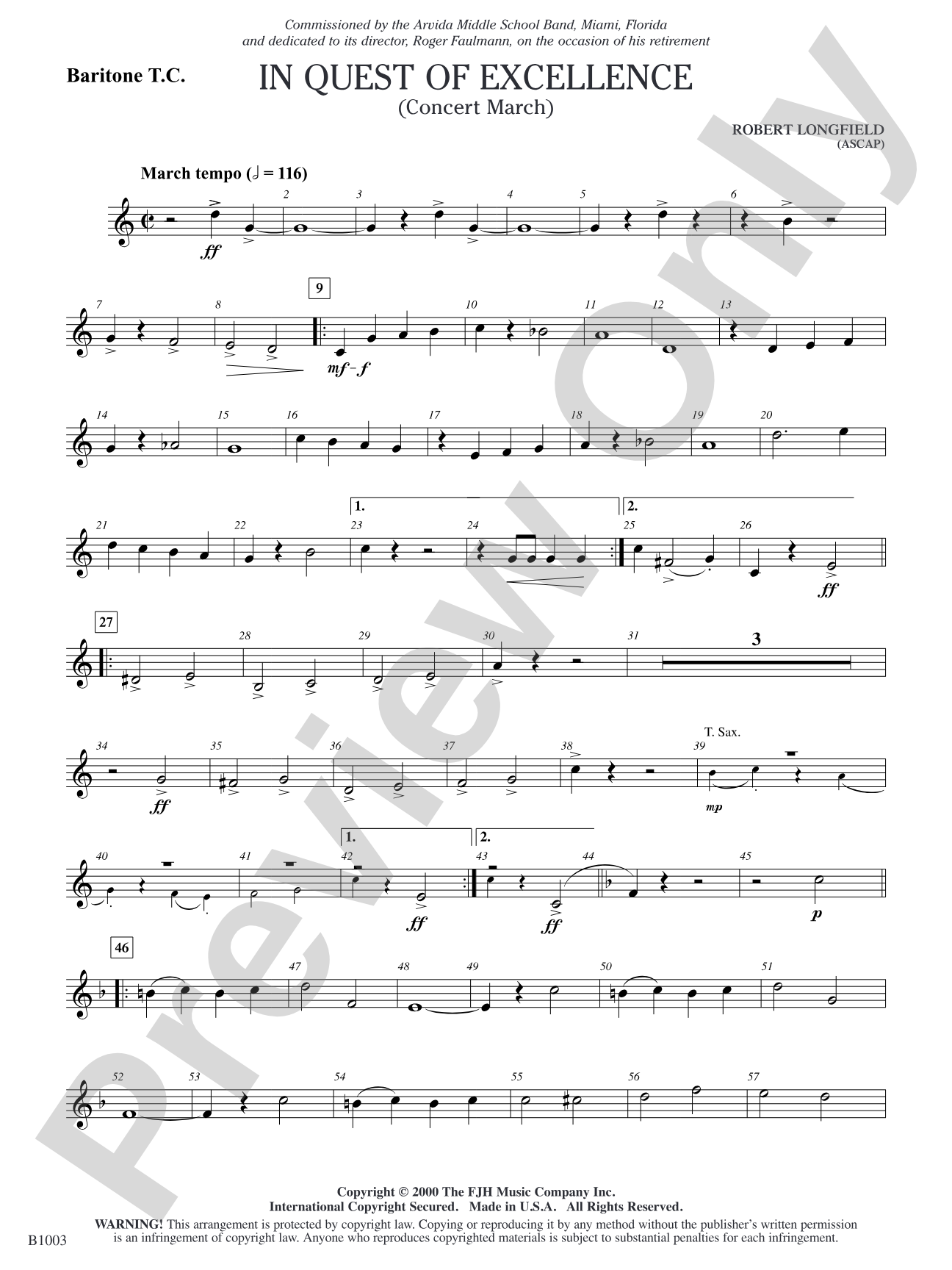 In Quest of Excellence: Baritone T.C.