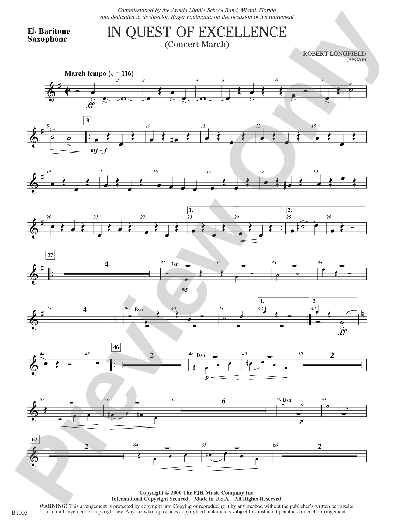 In Quest of Excellence: E-flat Baritone Saxophone