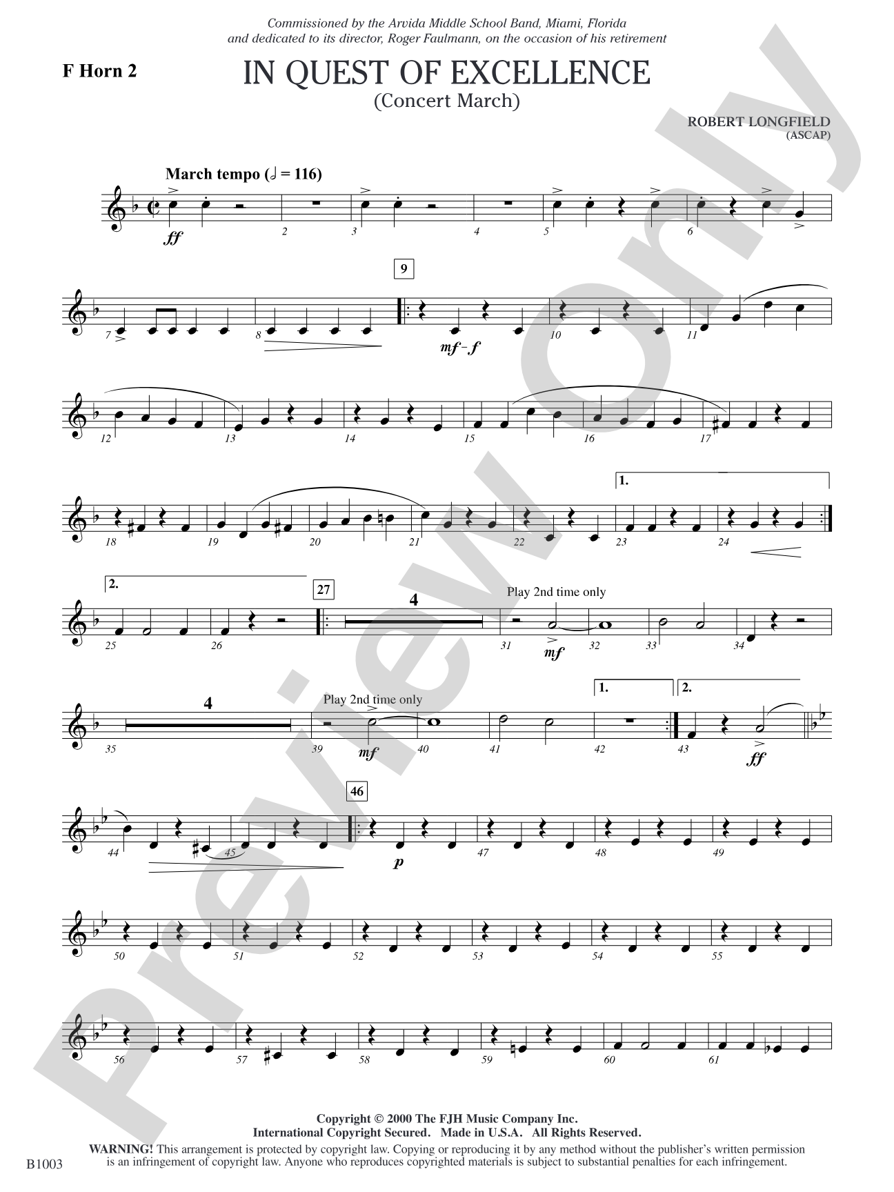 In Quest of Excellence: F Horn 2