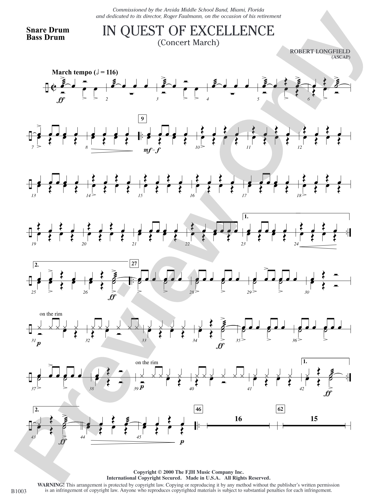 In Quest of Excellence: Snare Drum/Bass Drum