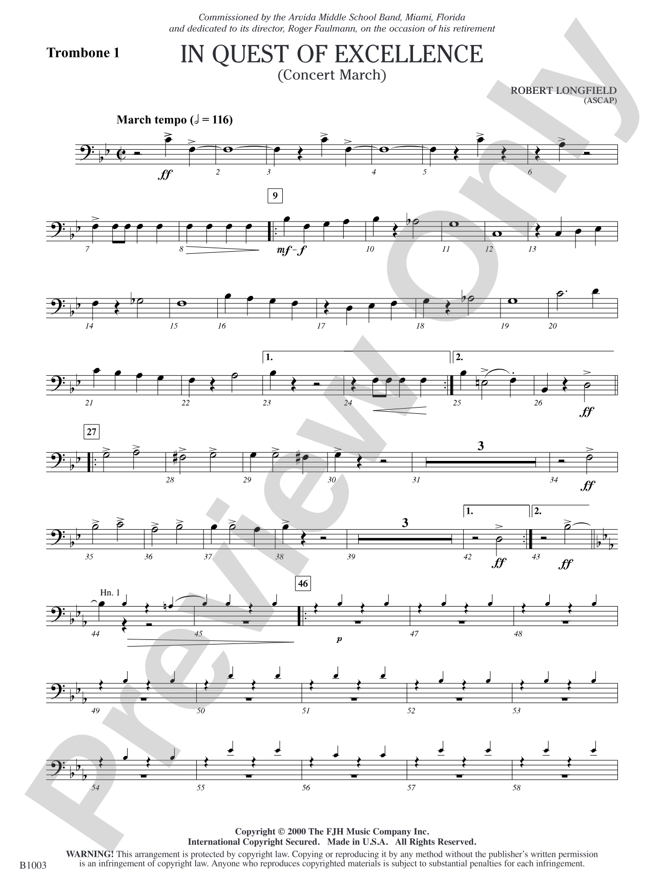 In Quest of Excellence: Trombone 1