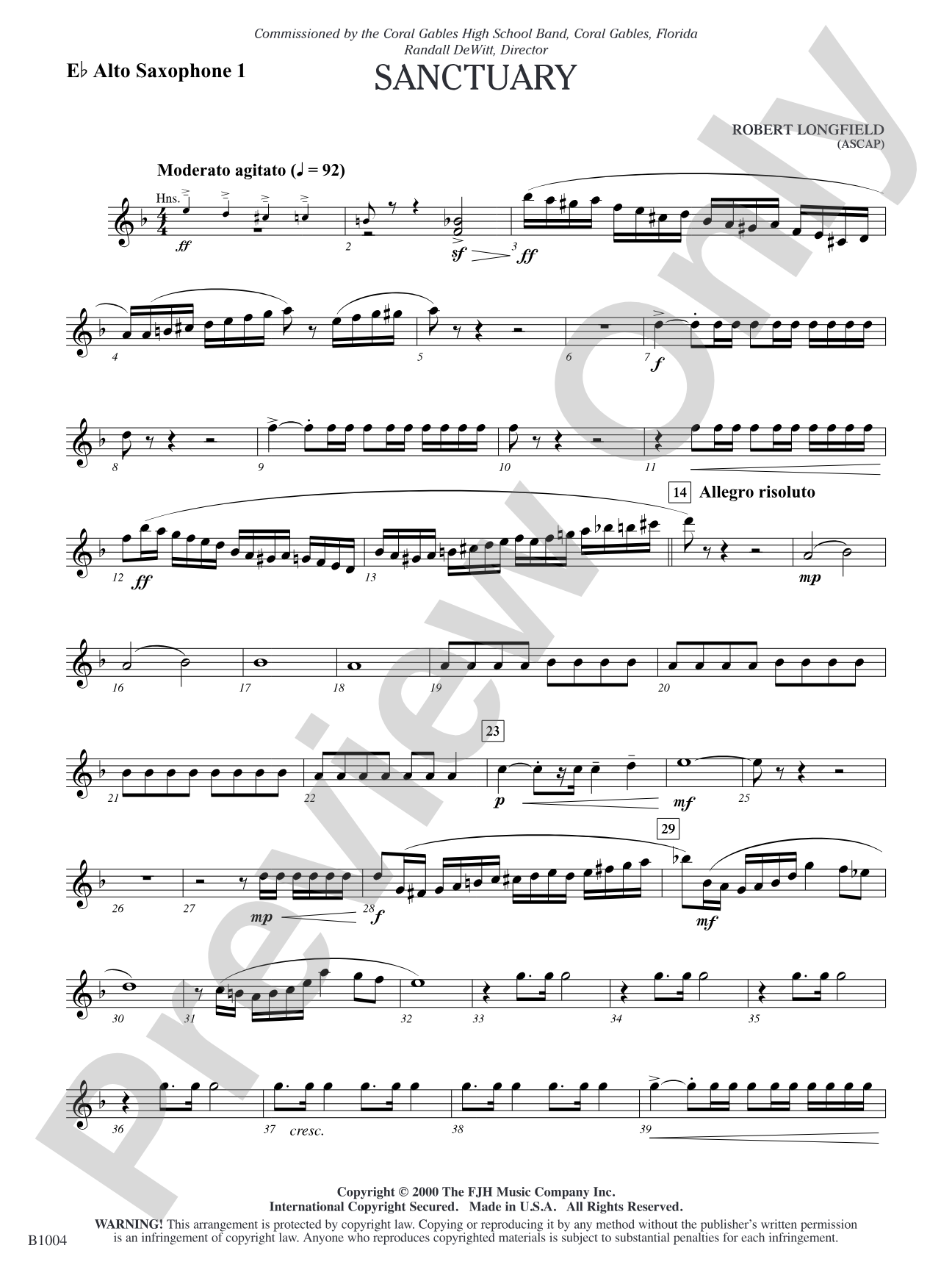 Sanctuary: E-flat Alto Saxophone 1