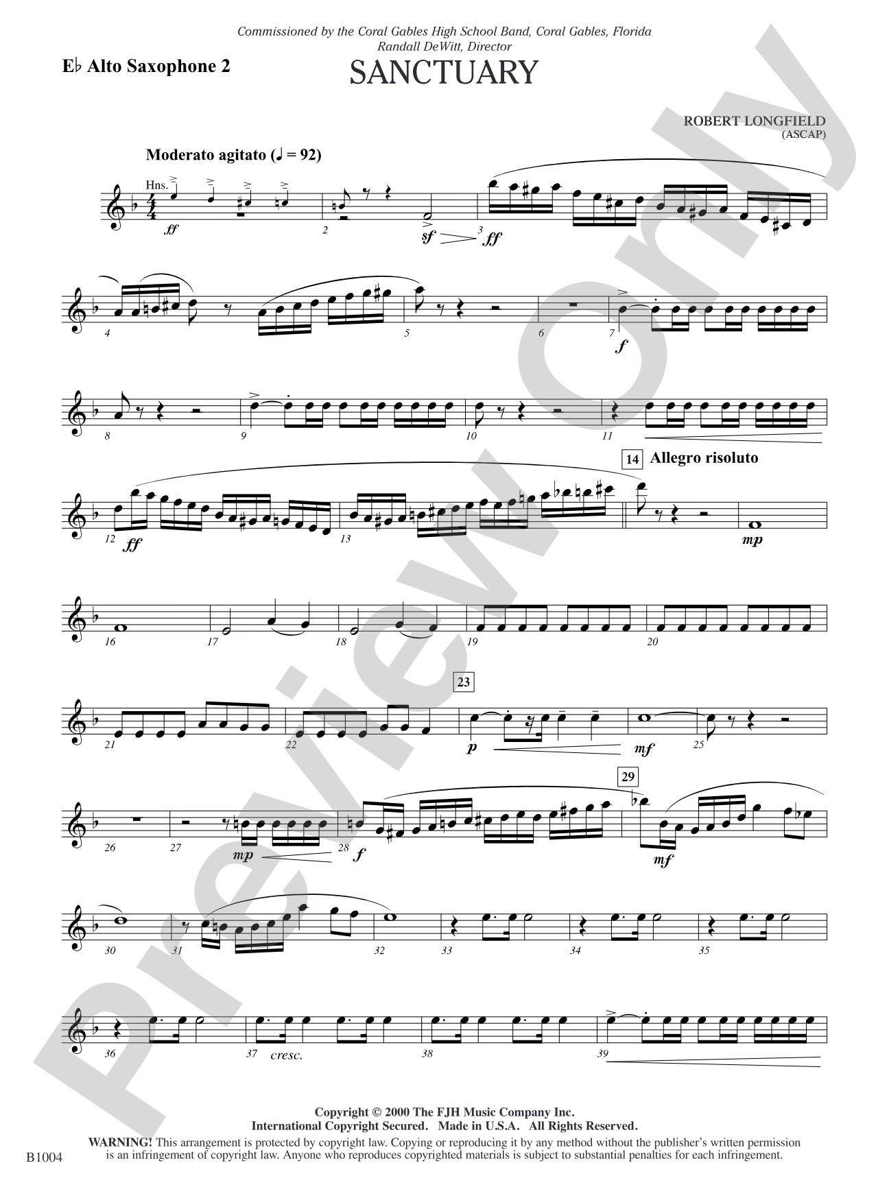 Sanctuary: E-flat Alto Saxophone 2