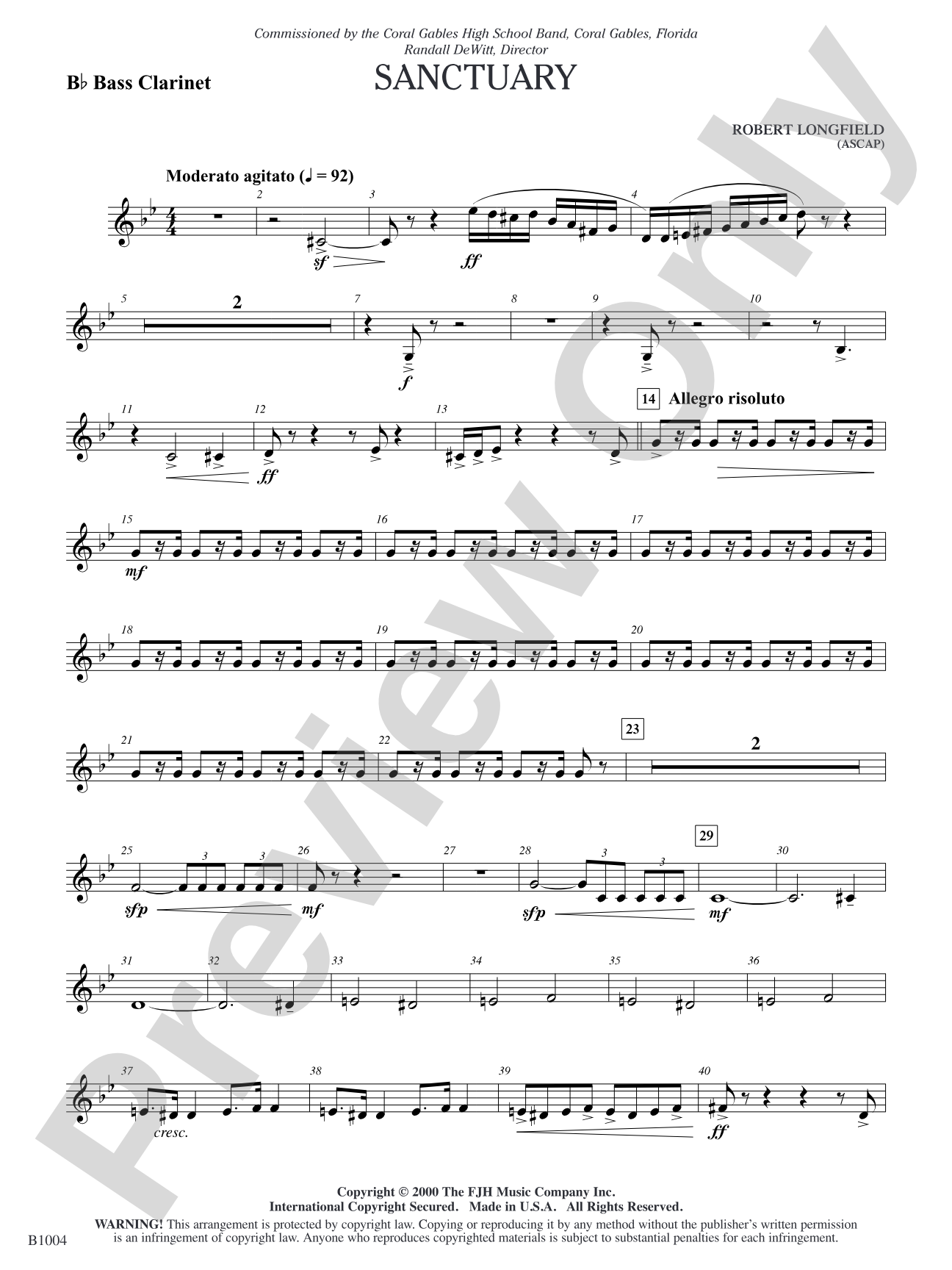 Sanctuary: B-flat Bass Clarinet