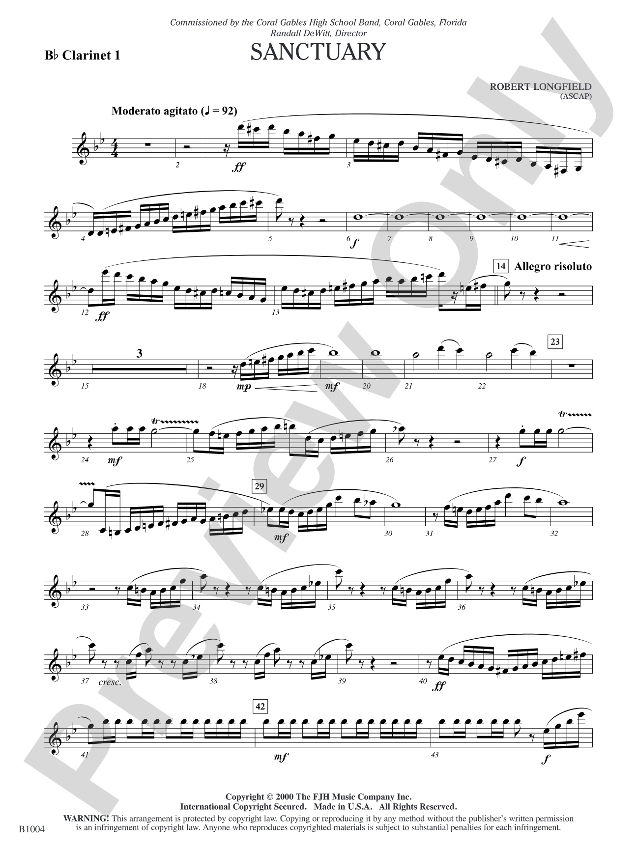Sanctuary: B-flat Clarinet 1