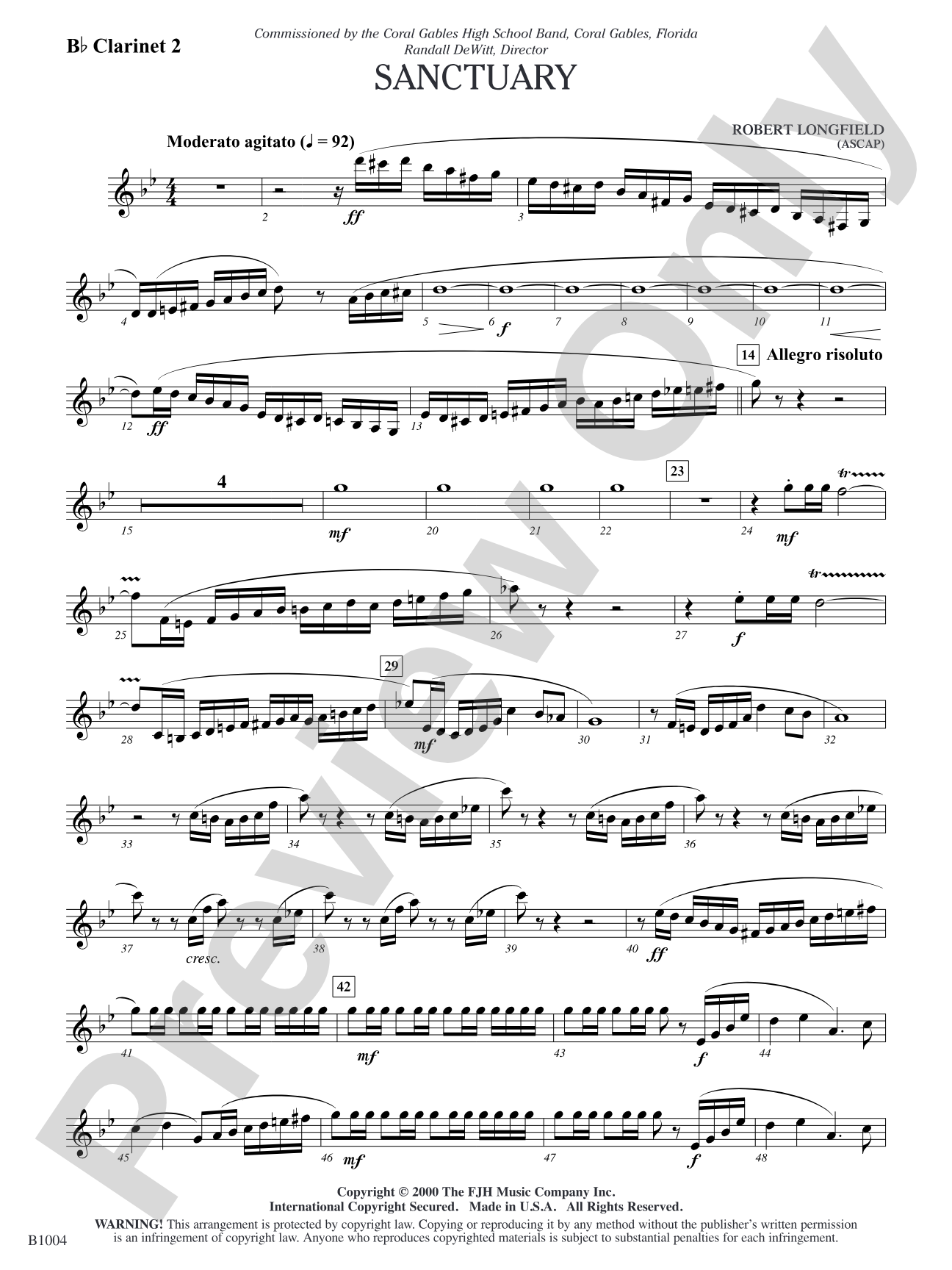 Sanctuary: B-flat Clarinet 2
